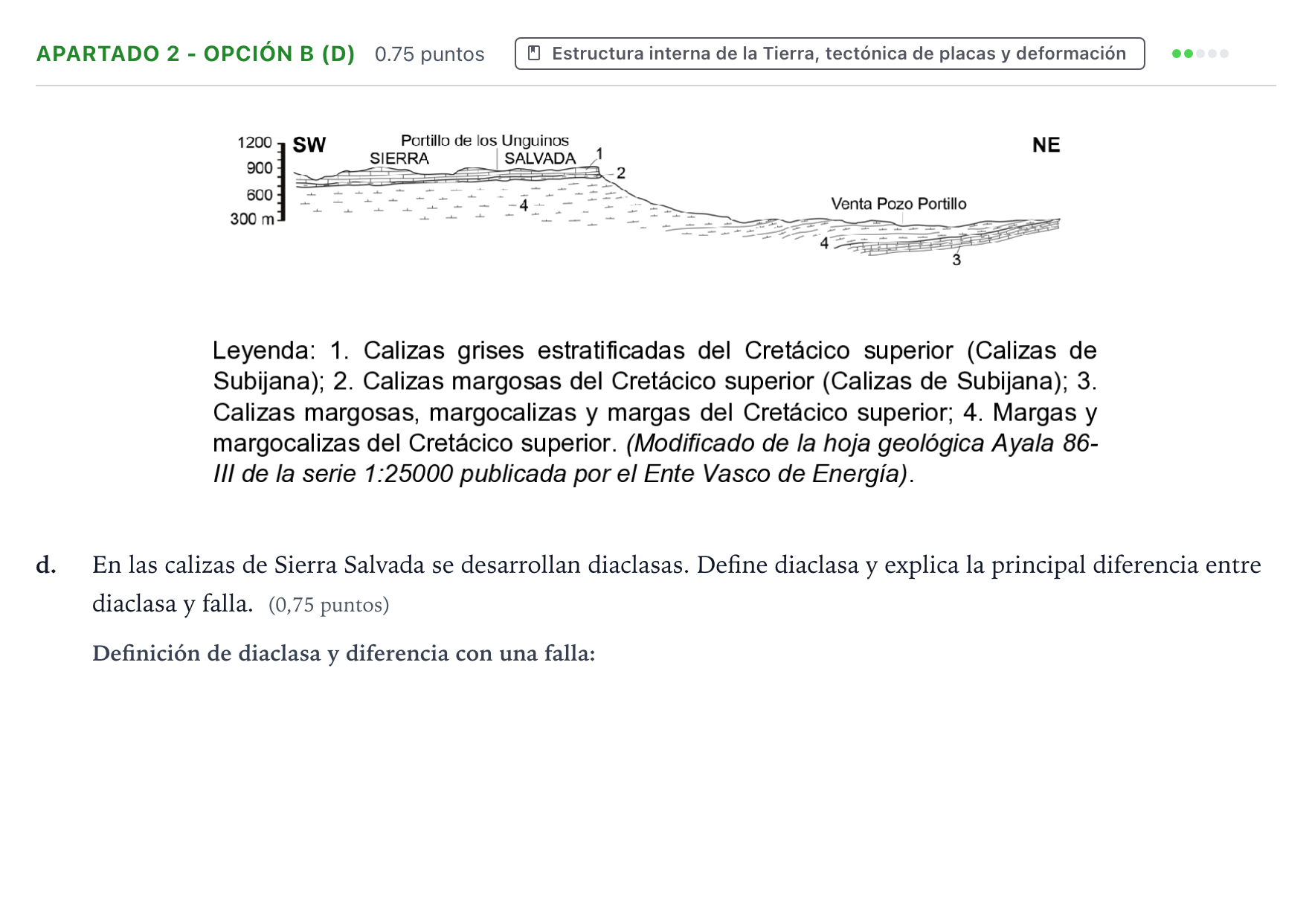 Enunciado: Apartado 2 - Opción B (d) · Geología y Ciencias Ambientales PAU País Vasco Extraordinaria 2025