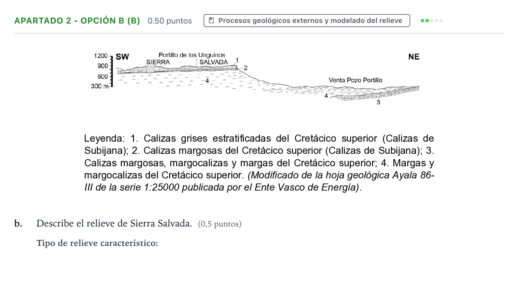 Enunciado: Apartado 2 - Opción B (b) · Geología y Ciencias Ambientales PAU País Vasco Extraordinaria 2025