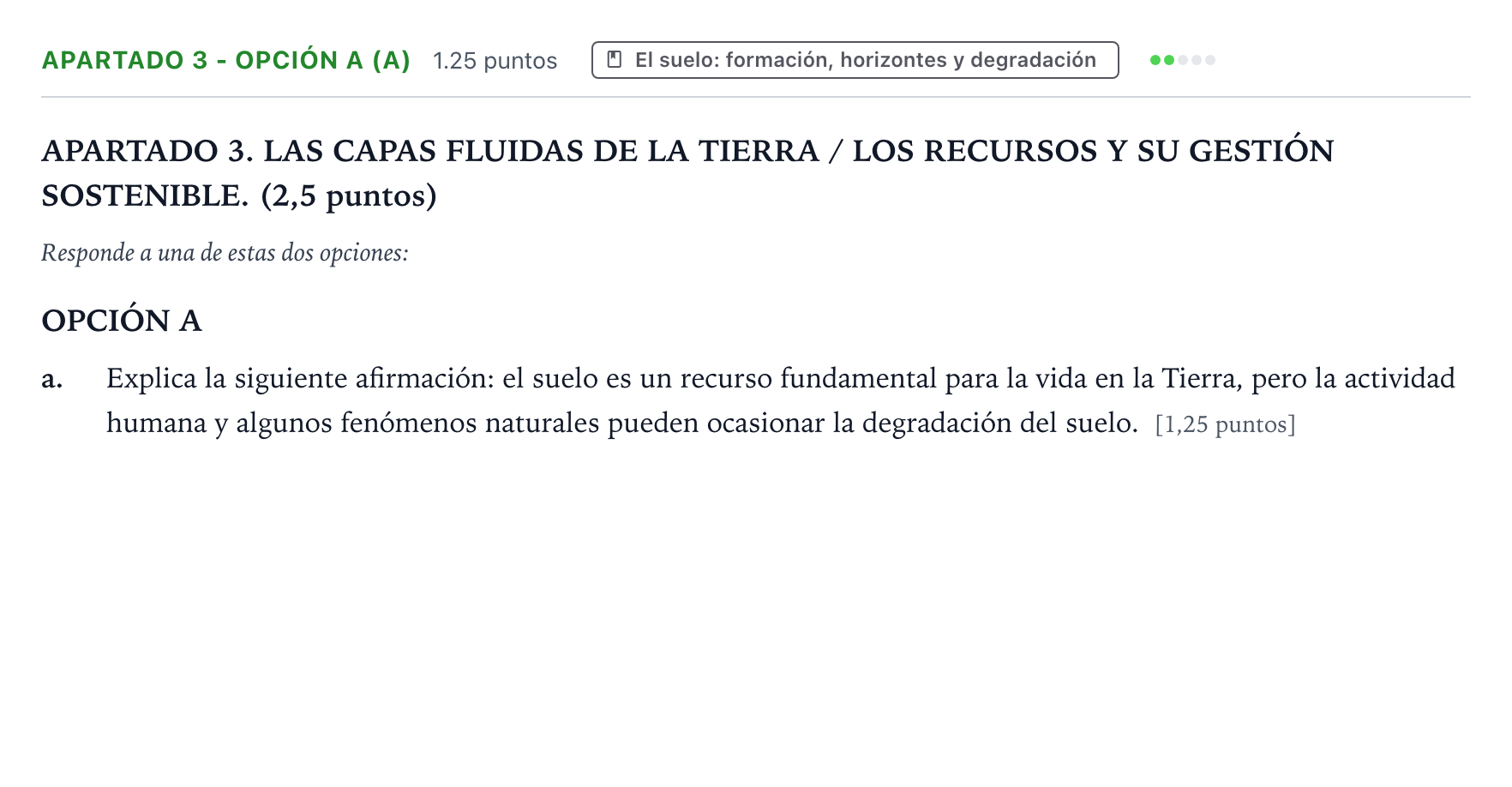 Enunciado: Apartado 3 - Opción A (a) · Geología y Ciencias Ambientales PAU País Vasco Extraordinaria 2025