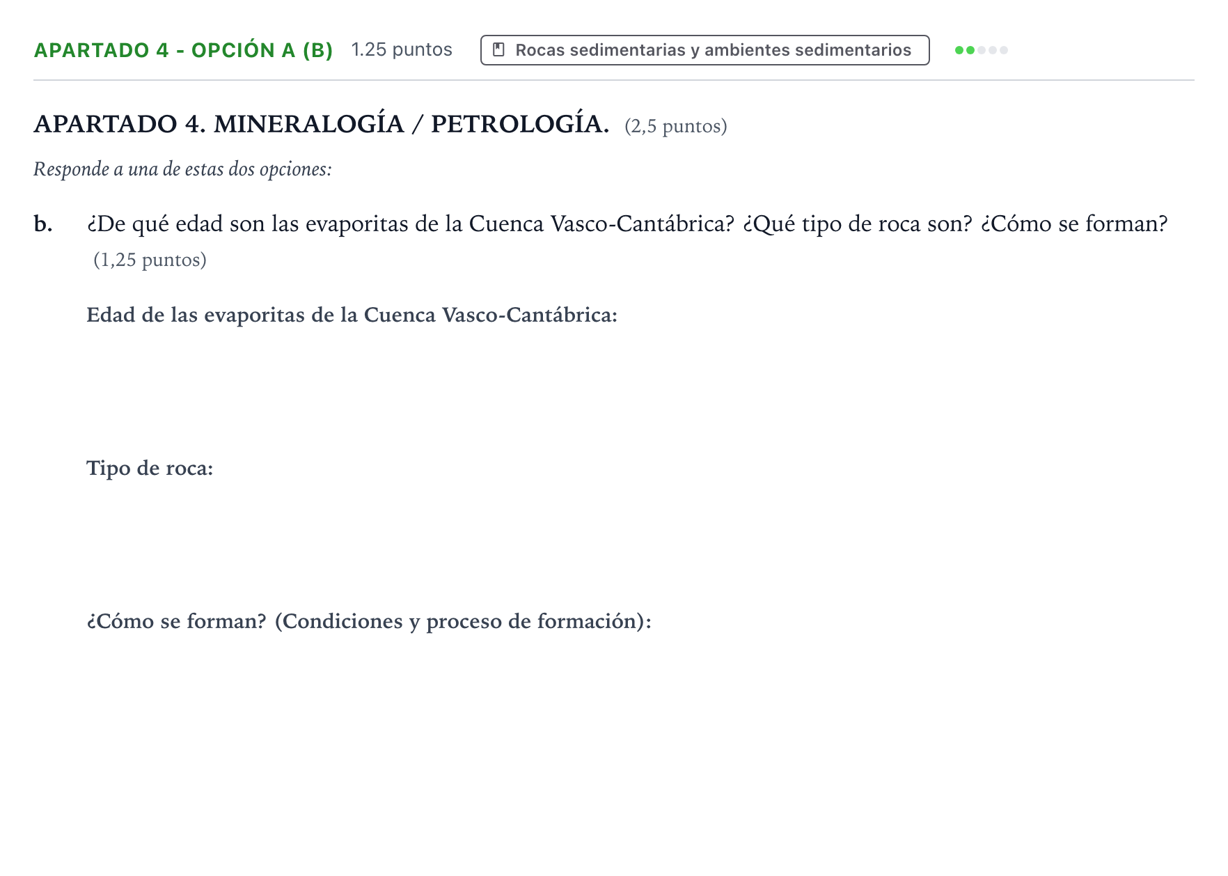 Enunciado: Apartado 4 - Opción A (b) · Geología y Ciencias Ambientales PAU País Vasco Extraordinaria 2025