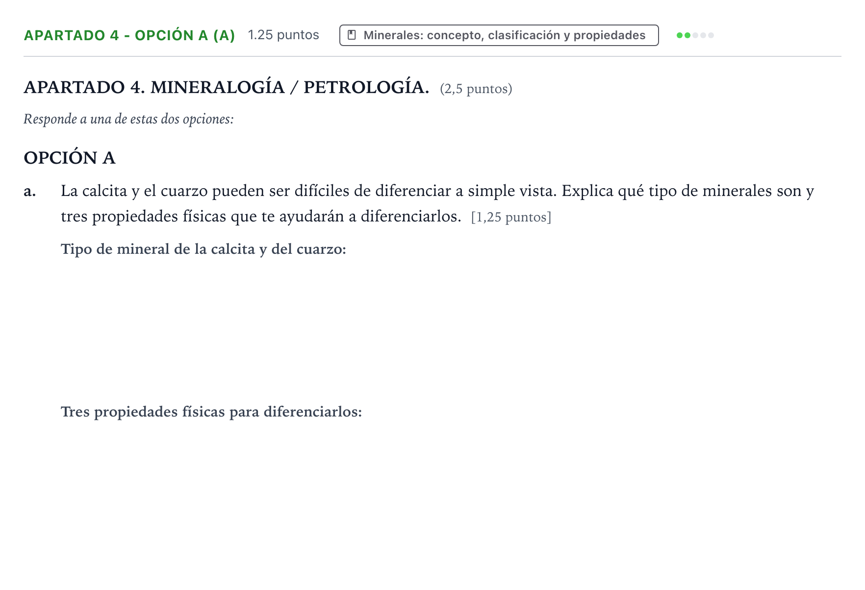 Enunciado: Apartado 4 - Opción A (a) · Geología y Ciencias Ambientales PAU País Vasco Extraordinaria 2025