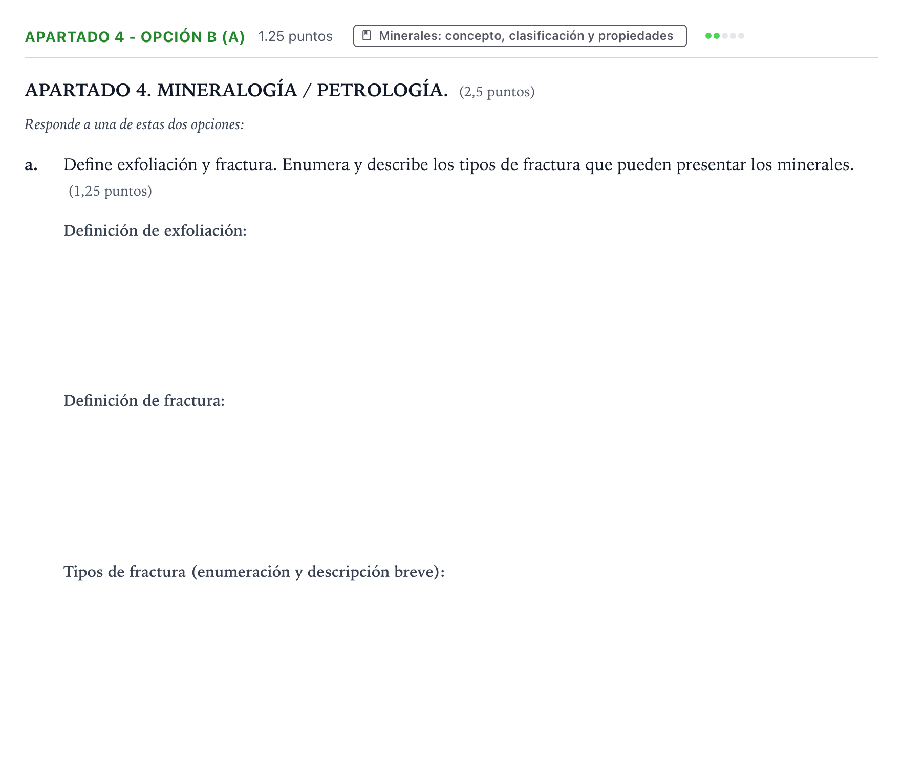 Enunciado: Apartado 4 - Opción B (a) · Geología y Ciencias Ambientales PAU País Vasco Extraordinaria 2025