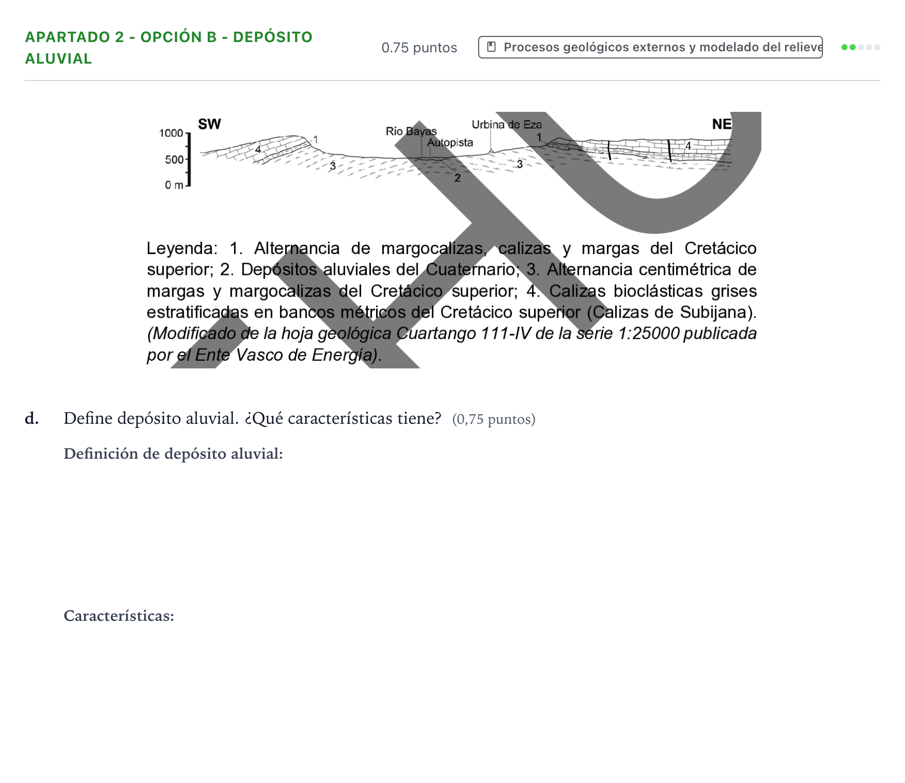 Enunciado: Apartado 2 - Opción B - Depósito aluvial · Geología y Ciencias Ambientales PAU País Vasco Ordinaria 2025