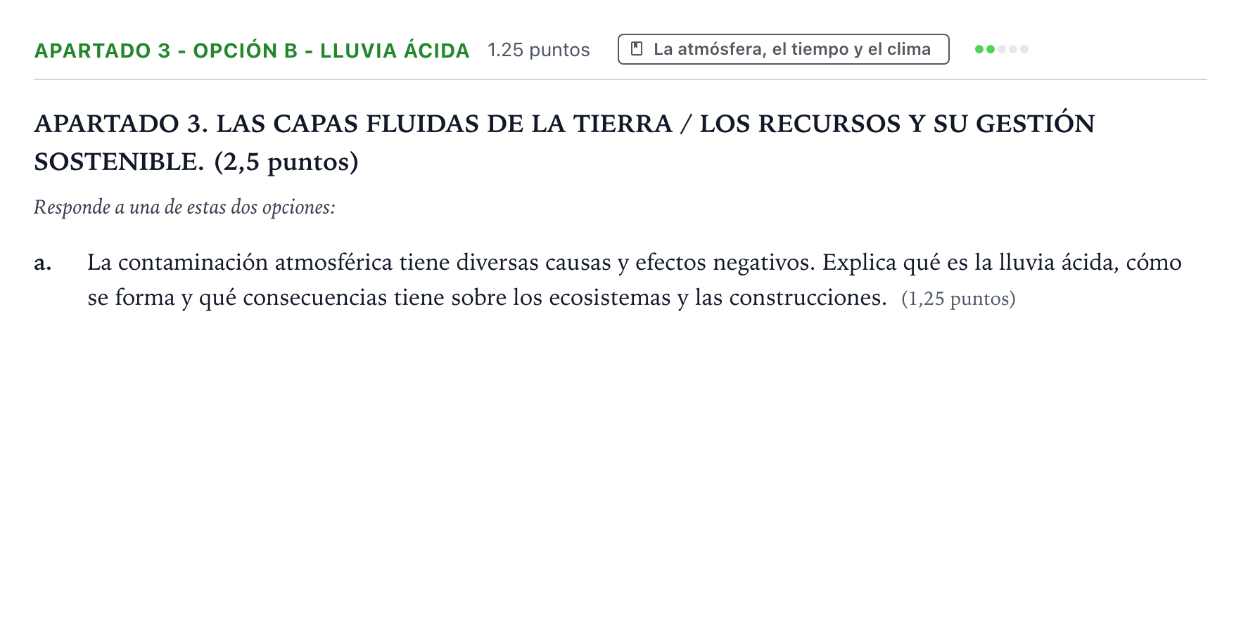 Enunciado: Apartado 3 - Opción B - Lluvia ácida · Geología y Ciencias Ambientales PAU País Vasco Ordinaria 2025