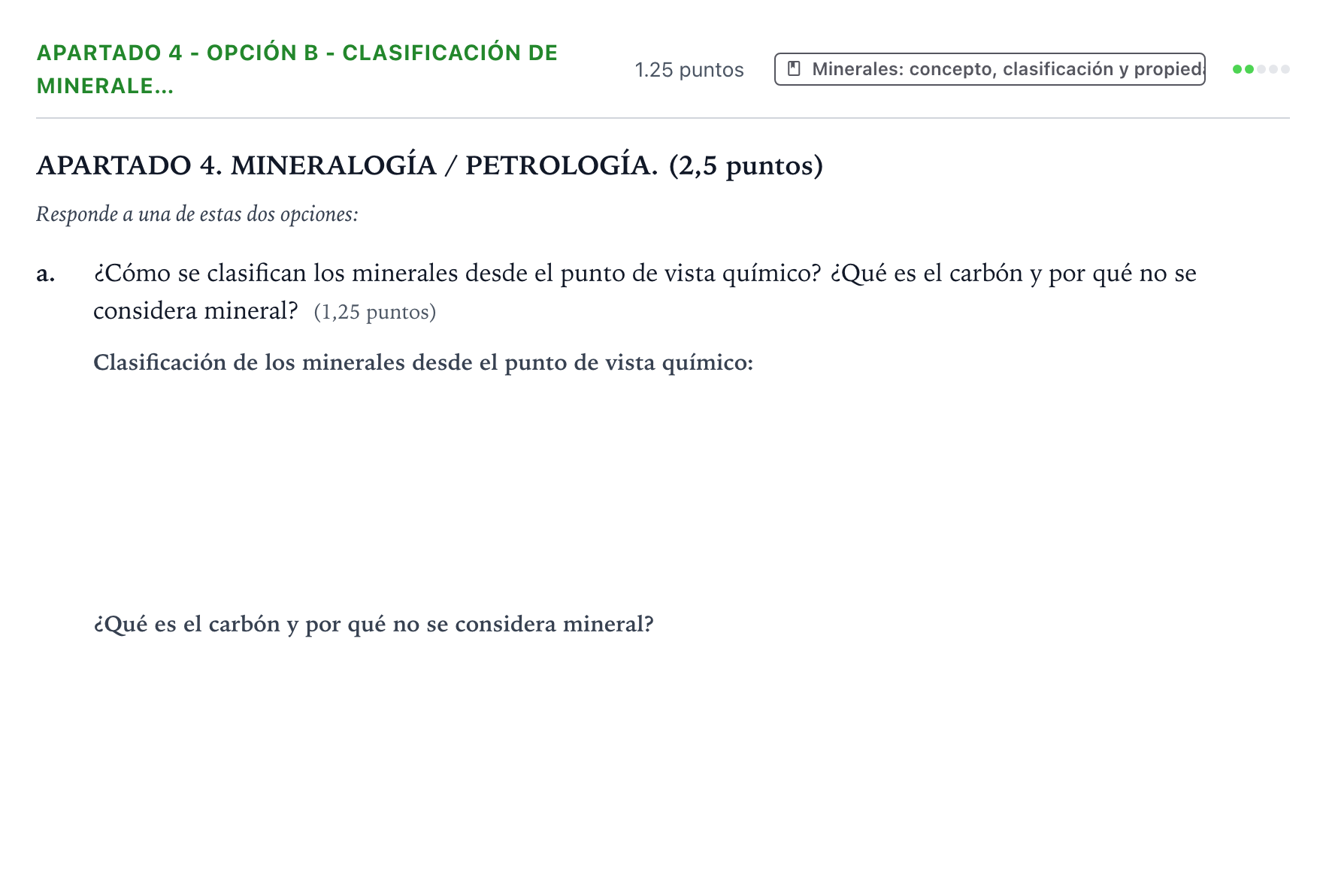 Enunciado: Apartado 4 - Opción B - Clasificación de minerale… · Geología y Ciencias Ambientales PAU País Vasco Ordinaria 2025