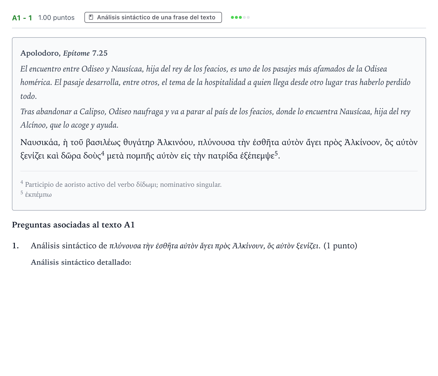 Enunciado: Ejercicio A1 - 1 · Griego II PAU País Vasco Ordinaria 2025