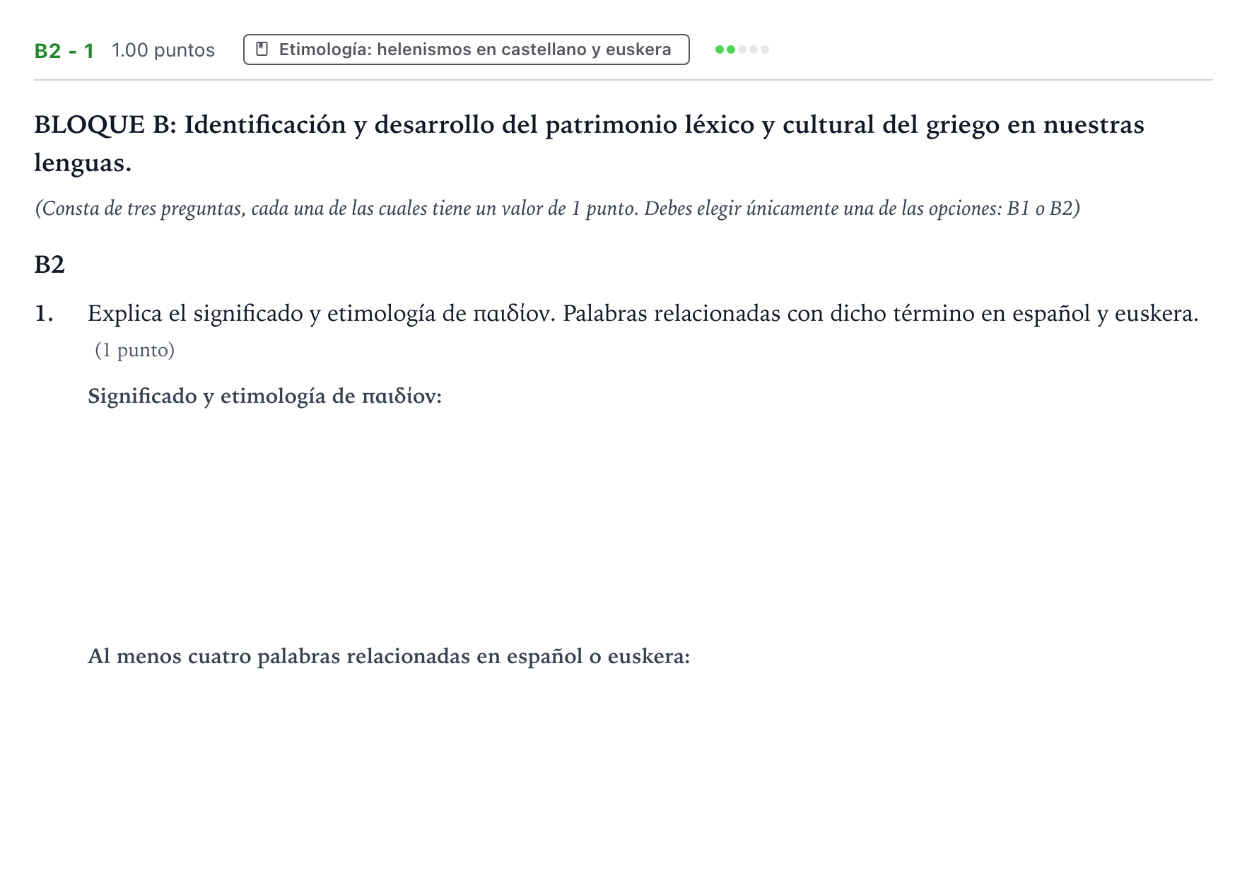 Enunciado: Ejercicio B2 - 1 · Griego II PAU País Vasco Ordinaria 2025