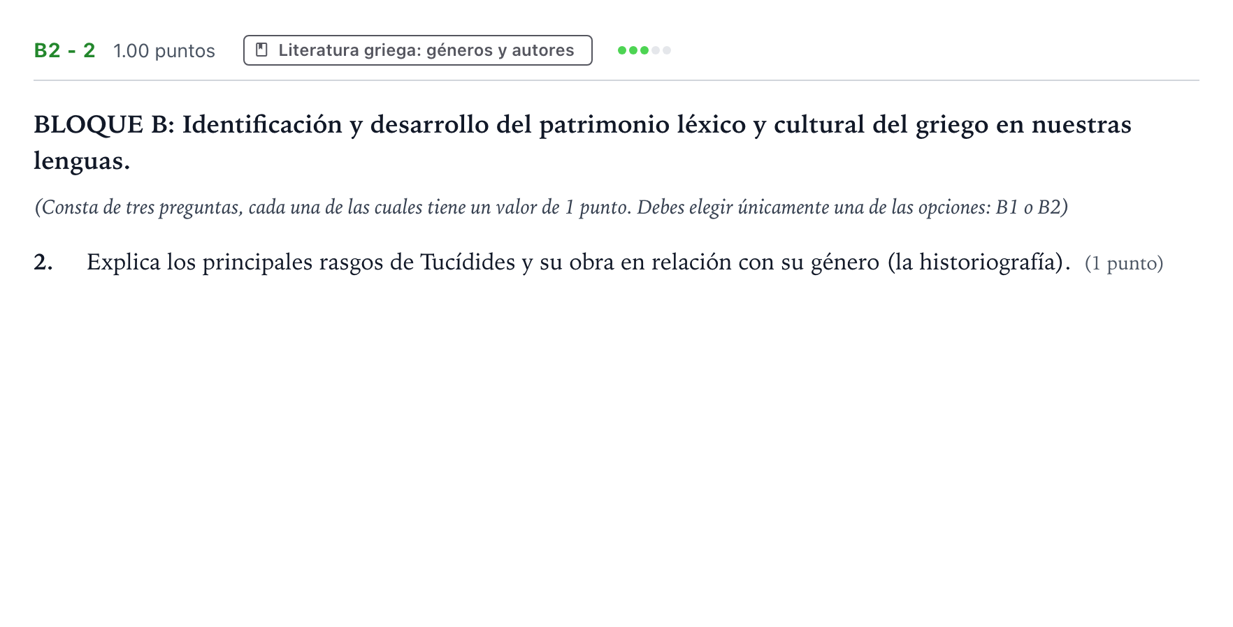 Enunciado: Ejercicio B2 - 2 · Griego II PAU País Vasco Ordinaria 2025