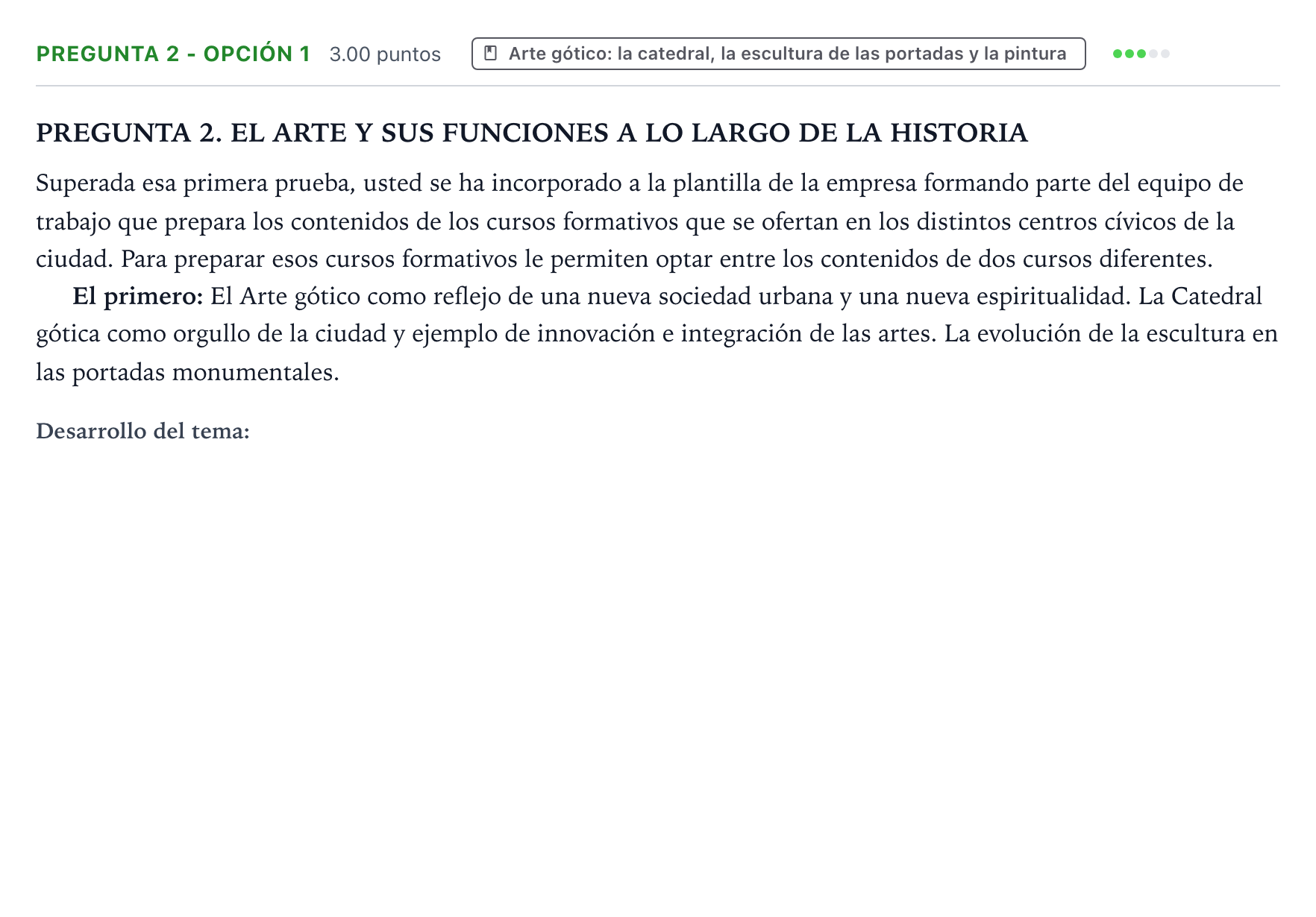 Enunciado: Pregunta 2 - Opción 1 · Historia del Arte PAU País Vasco Extraordinaria 2025