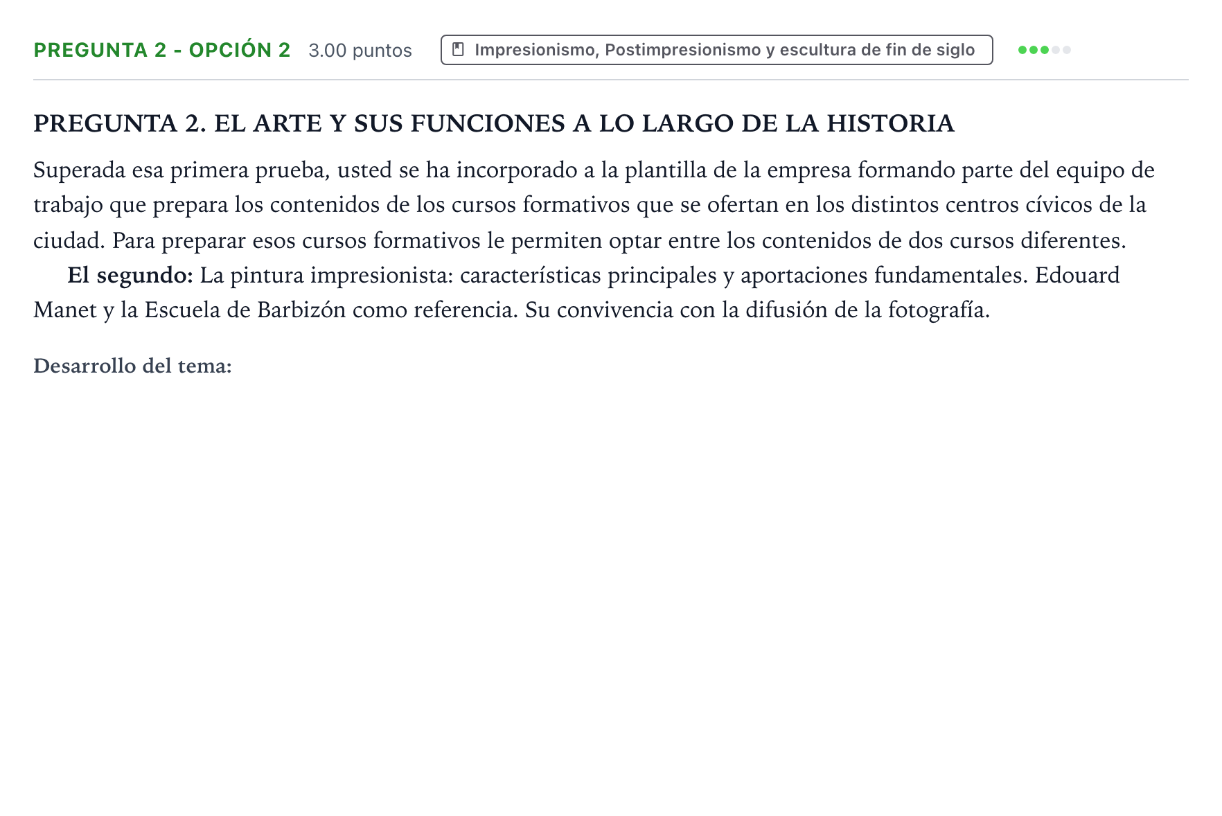 Enunciado: Pregunta 2 - Opción 2 · Historia del Arte PAU País Vasco Extraordinaria 2025