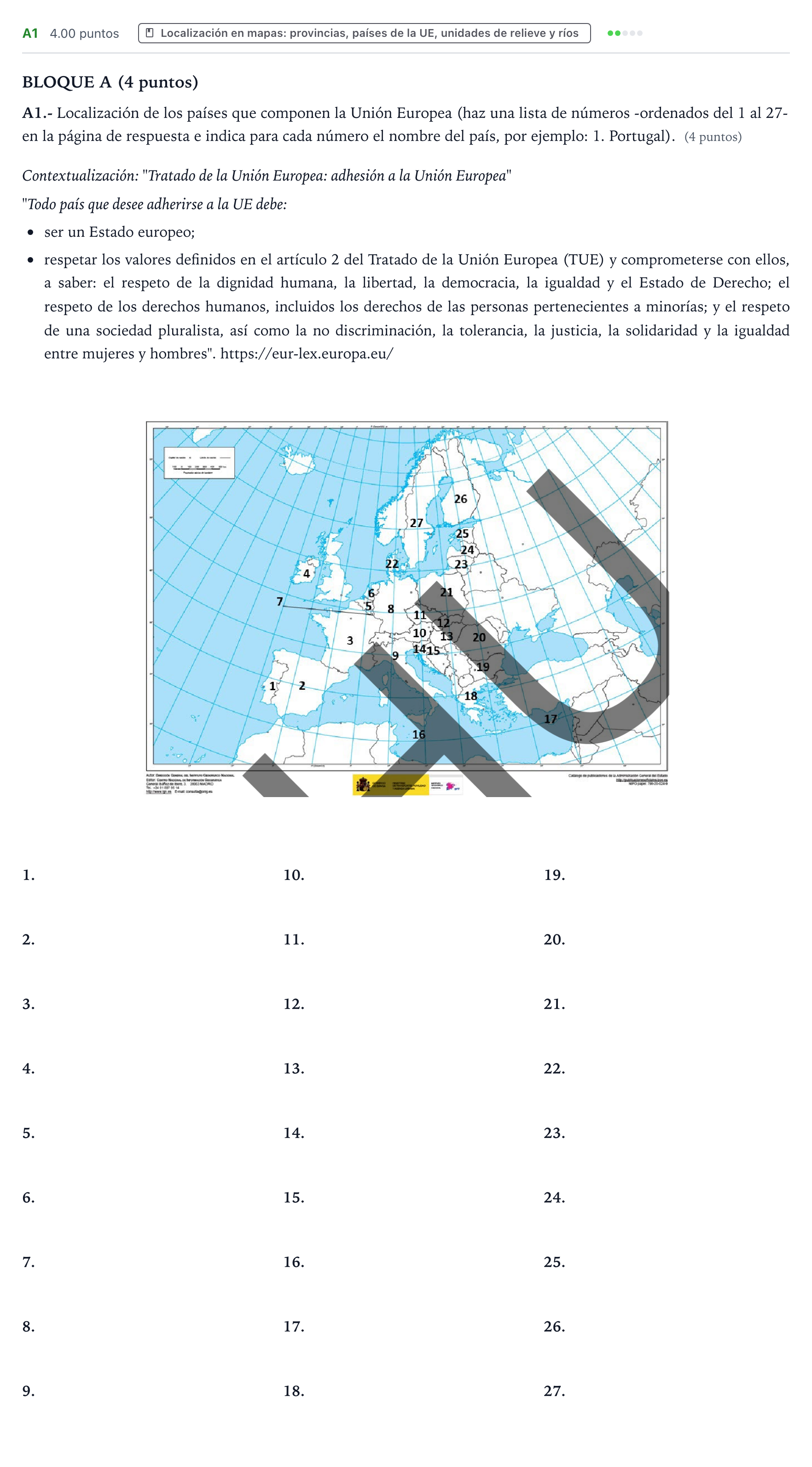 Enunciado: Ejercicio A1 · Geografía PAU País Vasco Ordinaria 2025