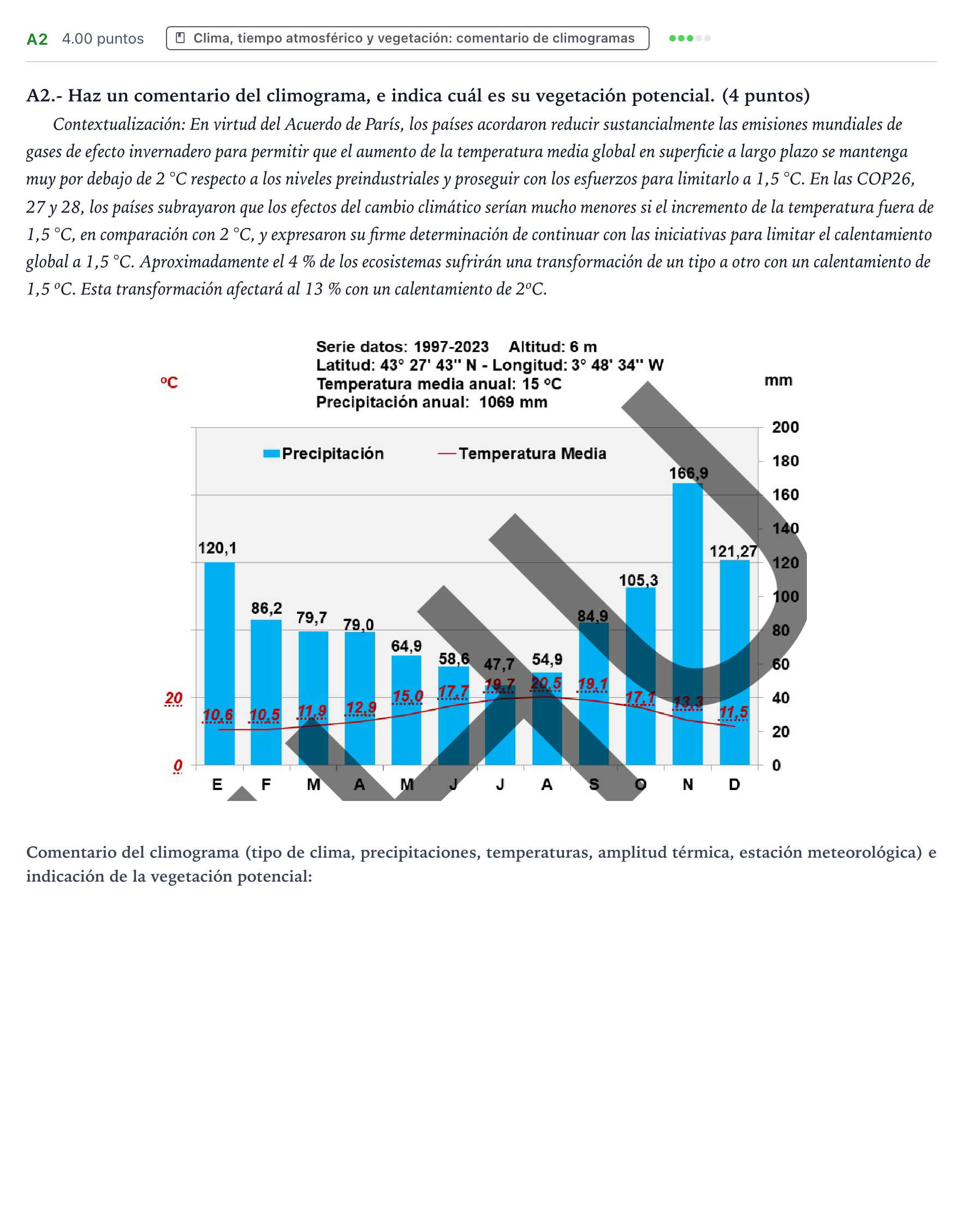 Enunciado: Ejercicio A2 · Geografía PAU País Vasco Ordinaria 2025