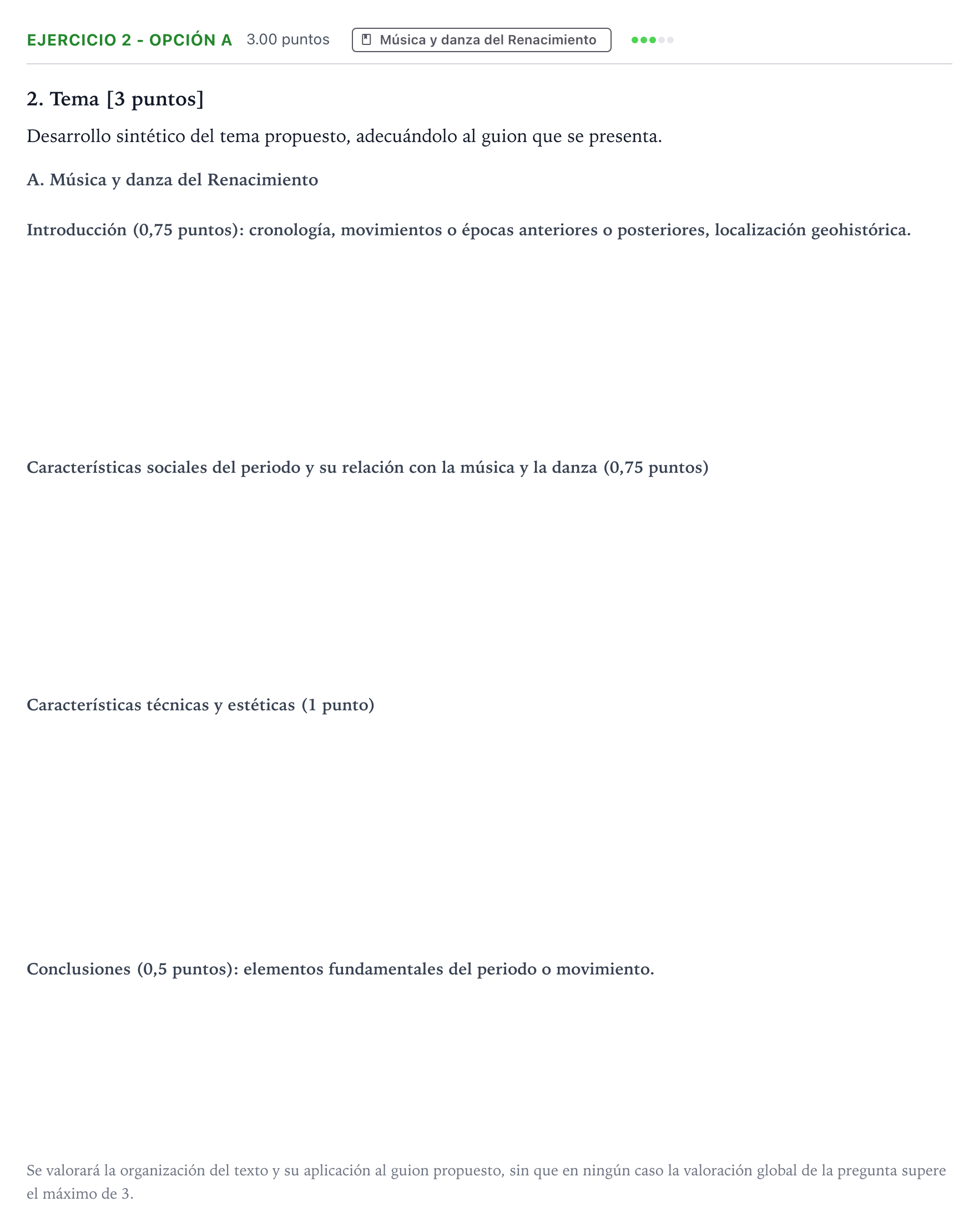 Enunciado: Ejercicio 2 - Opción A · Historia de la Música y de la Danza PAU País Vasco Ordinaria 2025