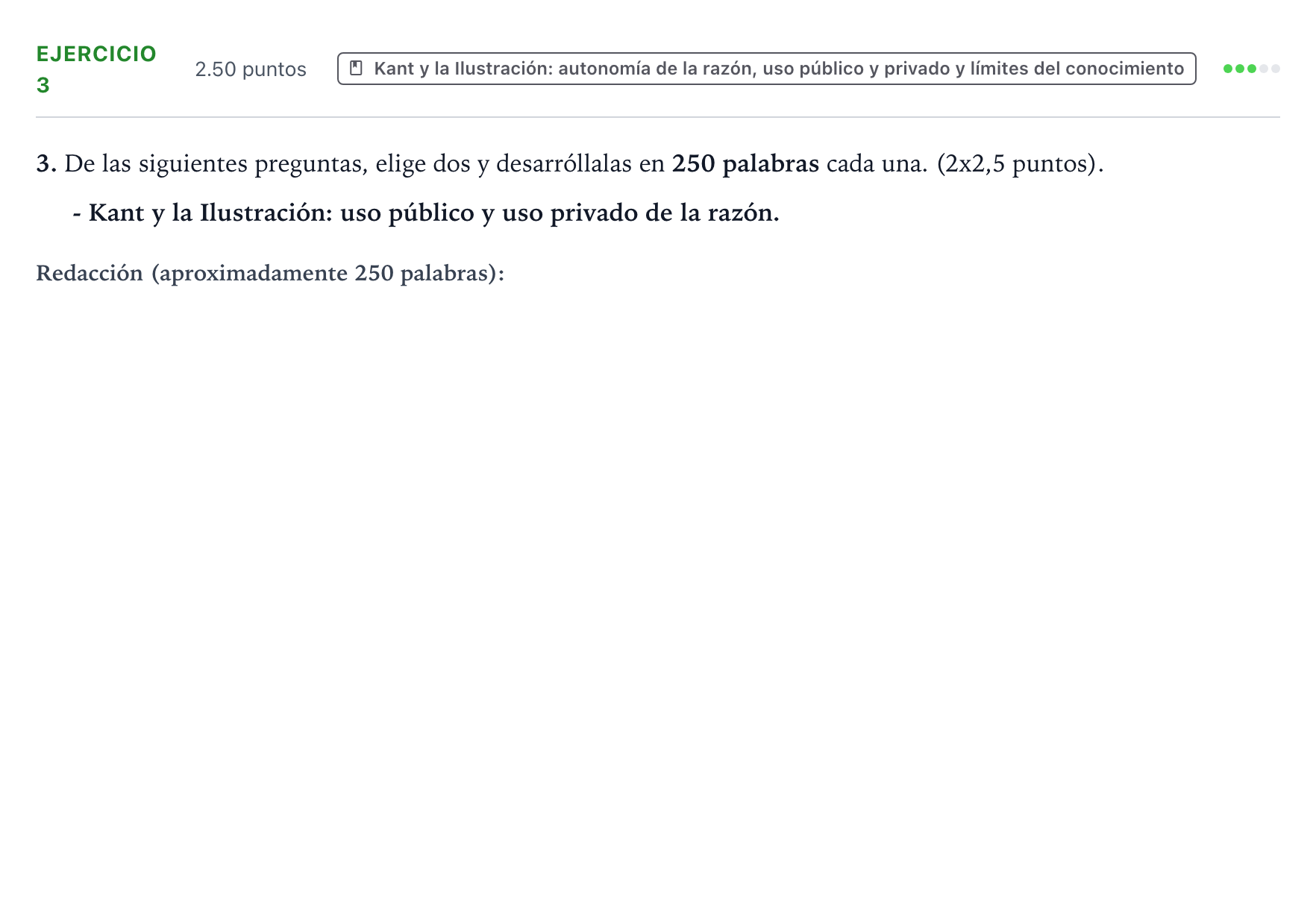Enunciado: Ejercicio 3 - Kant · Historia de la Filosofía PAU País Vasco Extraordinaria 2025