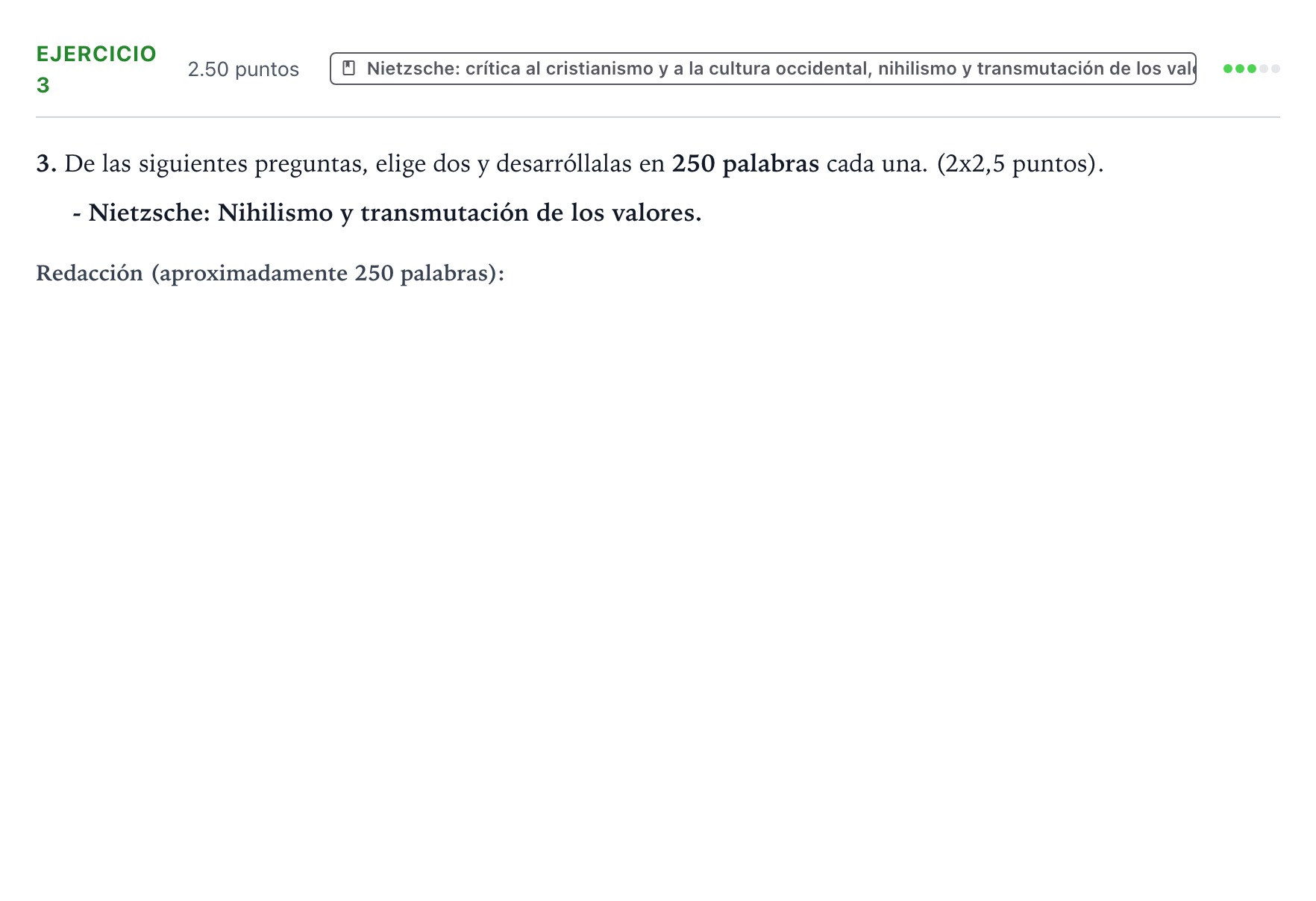 Enunciado: Ejercicio 3 - Nietzsche · Historia de la Filosofía PAU País Vasco Extraordinaria 2025