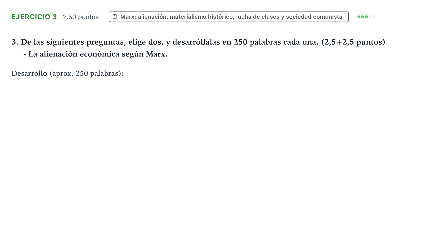 Enunciado: Ejercicio 3 - Marx · Historia de la Filosofía PAU País Vasco Ordinaria 2025