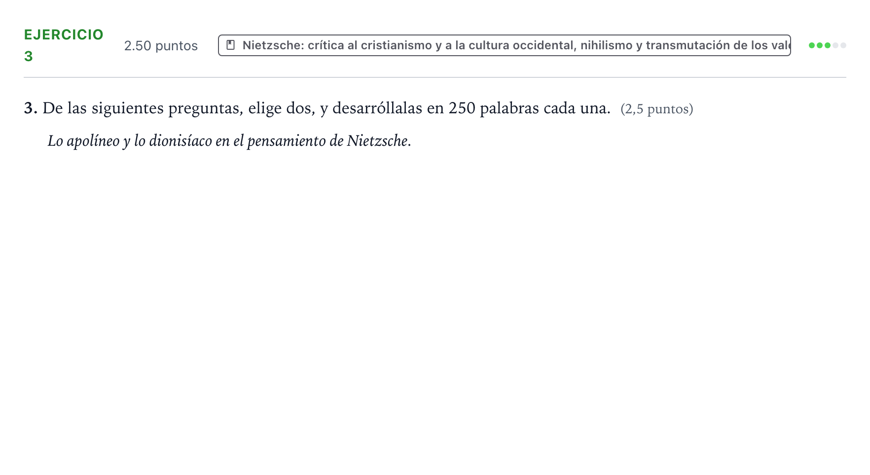 Enunciado: Ejercicio 3 - Nietzsche · Historia de la Filosofía PAU País Vasco Ordinaria 2025