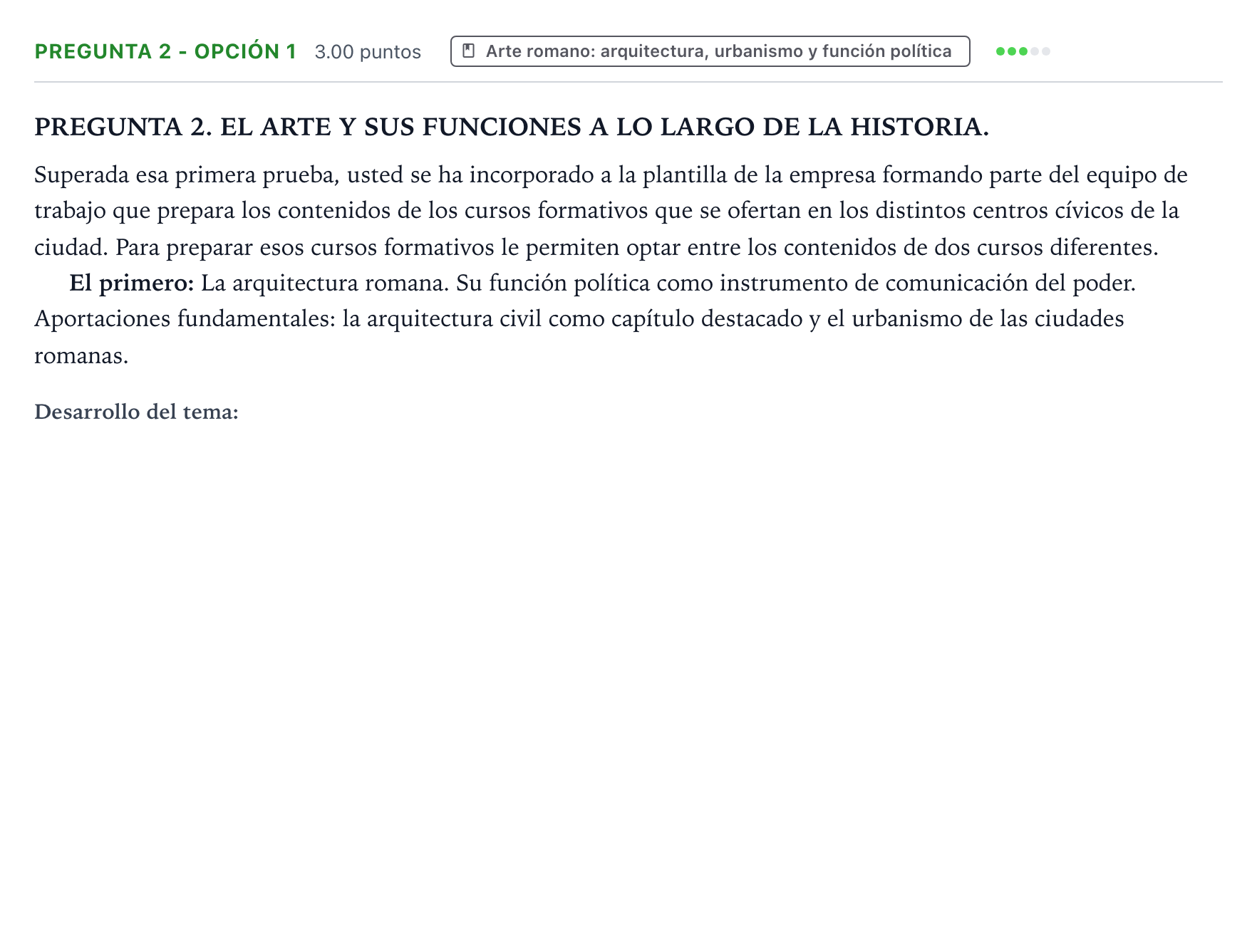 Enunciado: Pregunta 2 - Opción 1 · Historia del Arte PAU País Vasco Ordinaria 2025
