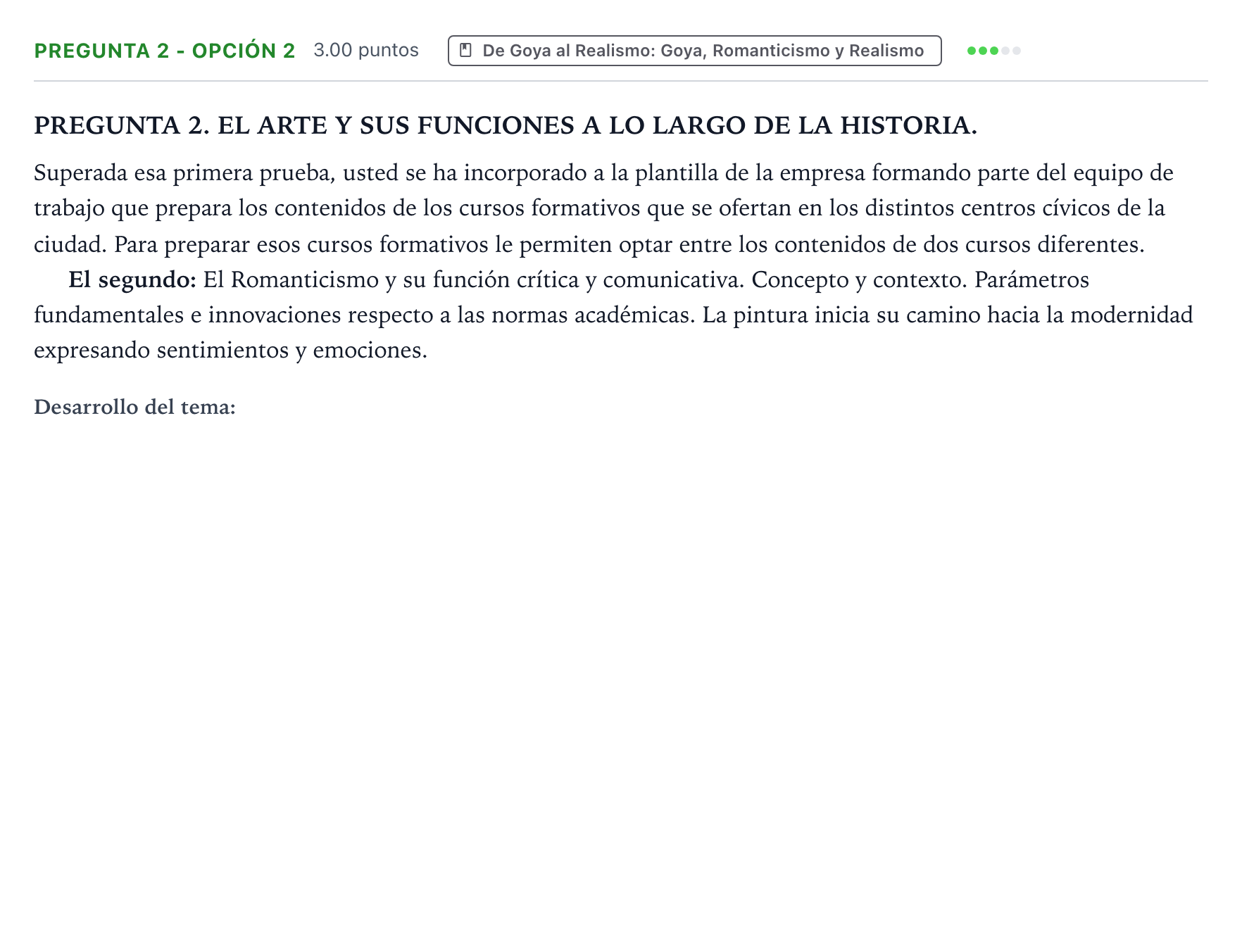 Enunciado: Pregunta 2 - Opción 2 · Historia del Arte PAU País Vasco Ordinaria 2025
