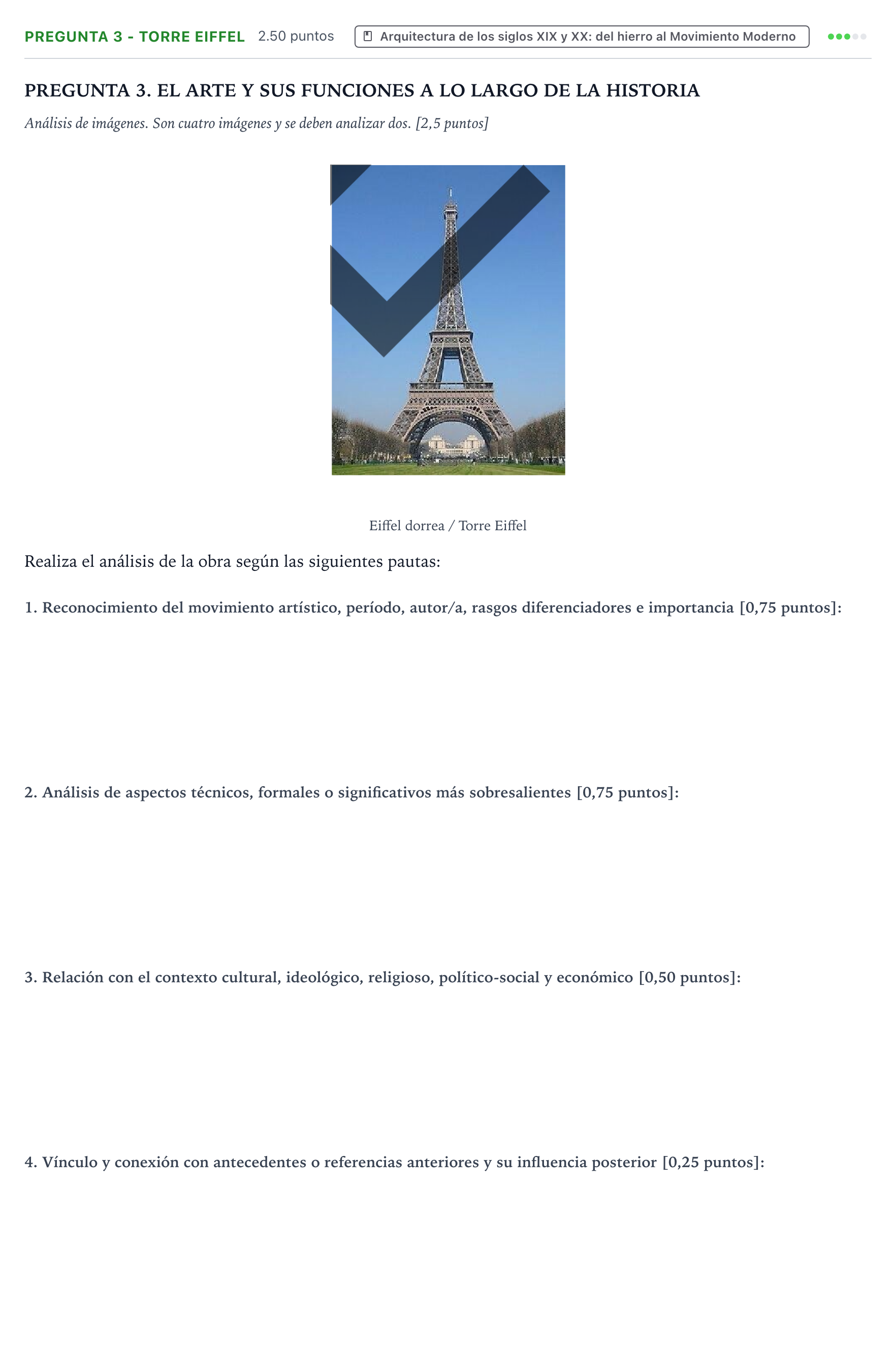 Enunciado: Pregunta 3 - Torre Eiffel · Historia del Arte PAU País Vasco Ordinaria 2025