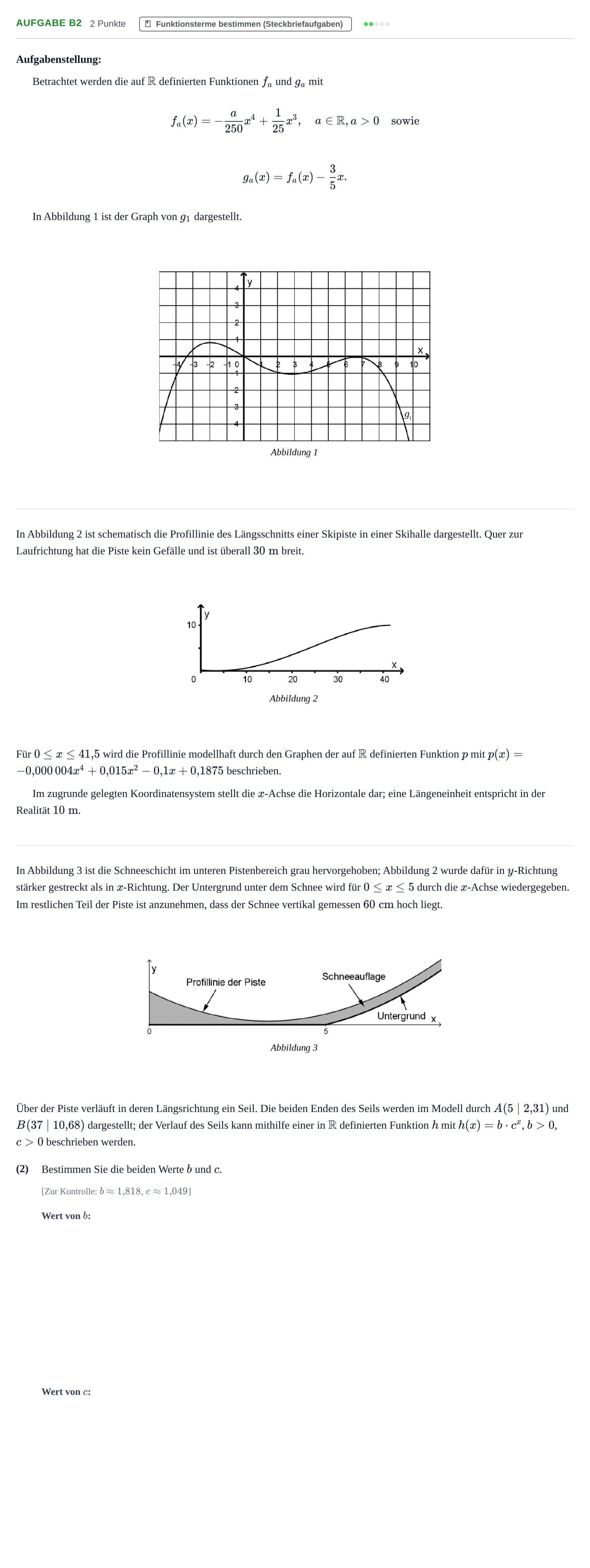 Aufgabenstellung: Aufgabe B2 - Funktionsterme bestimmen · Abitur NRW Mathematik LK · Haupttermin · CAS · Weiterbildungsk 2021