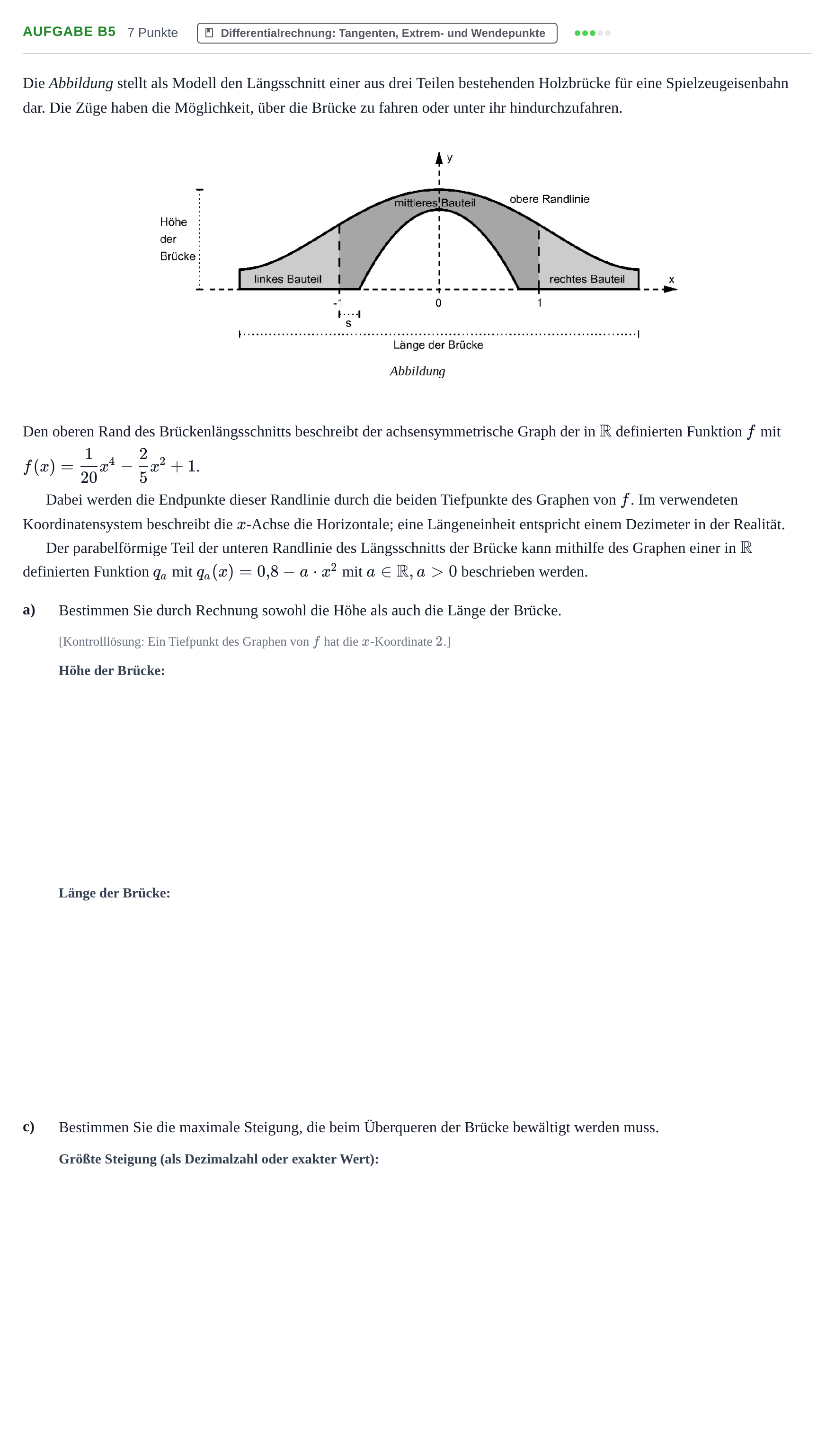 Aufgabenstellung: Aufgabe B5 - Differentialrechnung · Abitur NRW Mathematik LK · Haupttermin · CAS · Weiterbildungsk 2021