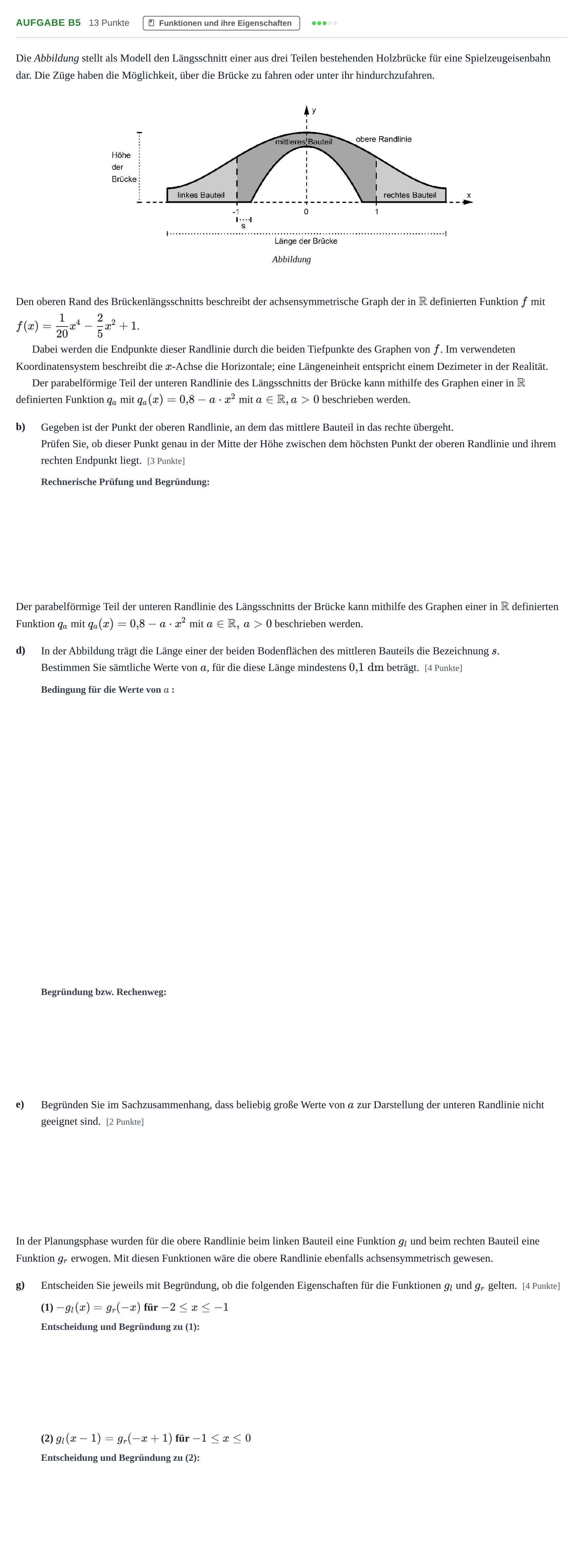 Aufgabenstellung: Aufgabe B5 - Funktionen und ihre Eigenschaften · Abitur NRW Mathematik LK · Haupttermin · CAS · Weiterbildungsk 2021
