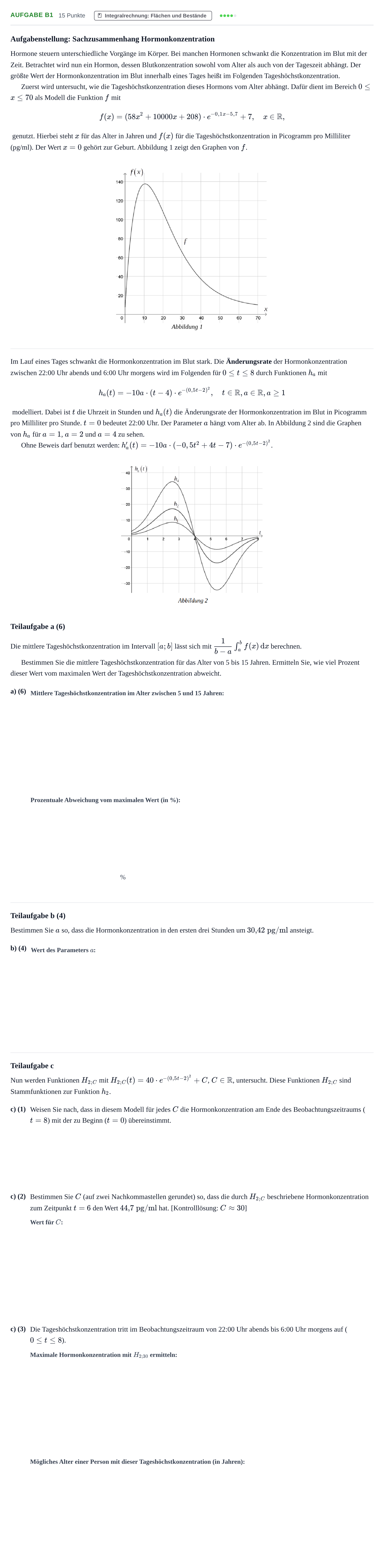 Aufgabenstellung: Aufgabe B1 - Integralrechnung · Abitur NRW Mathematik LK · Haupttermin · CAS · Weiterbildungsk 2021