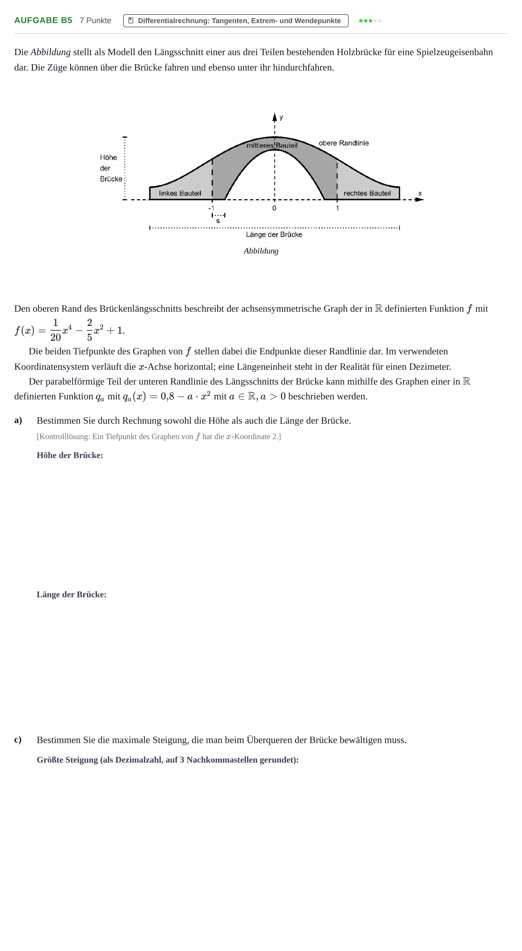 Aufgabenstellung: Aufgabe B5 - Differentialrechnung · Abitur NRW Mathematik LK · Haupttermin · GTR 2021