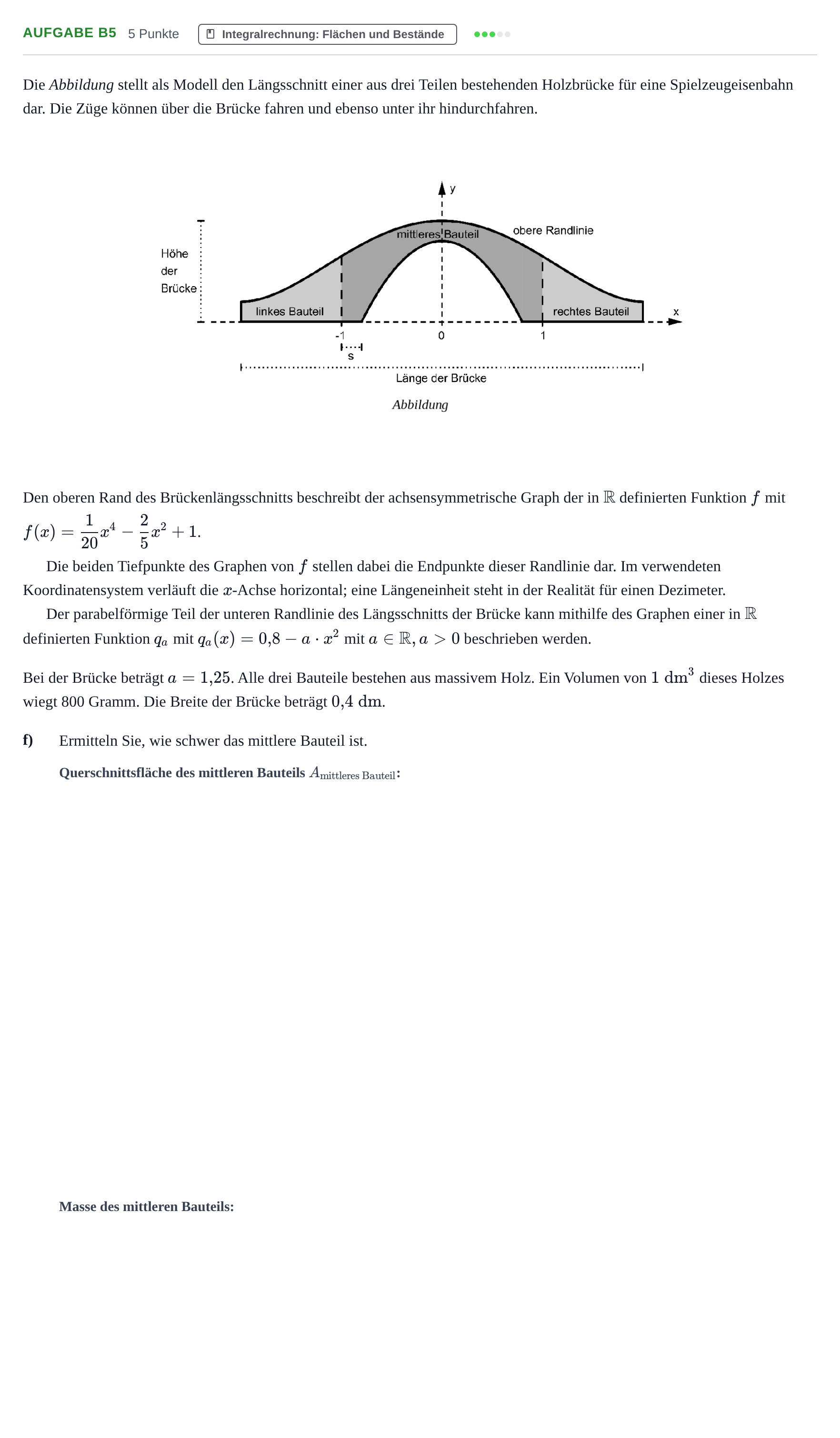 Aufgabenstellung: Aufgabe B5 - Integralrechnung · Abitur NRW Mathematik LK · Haupttermin · GTR 2021