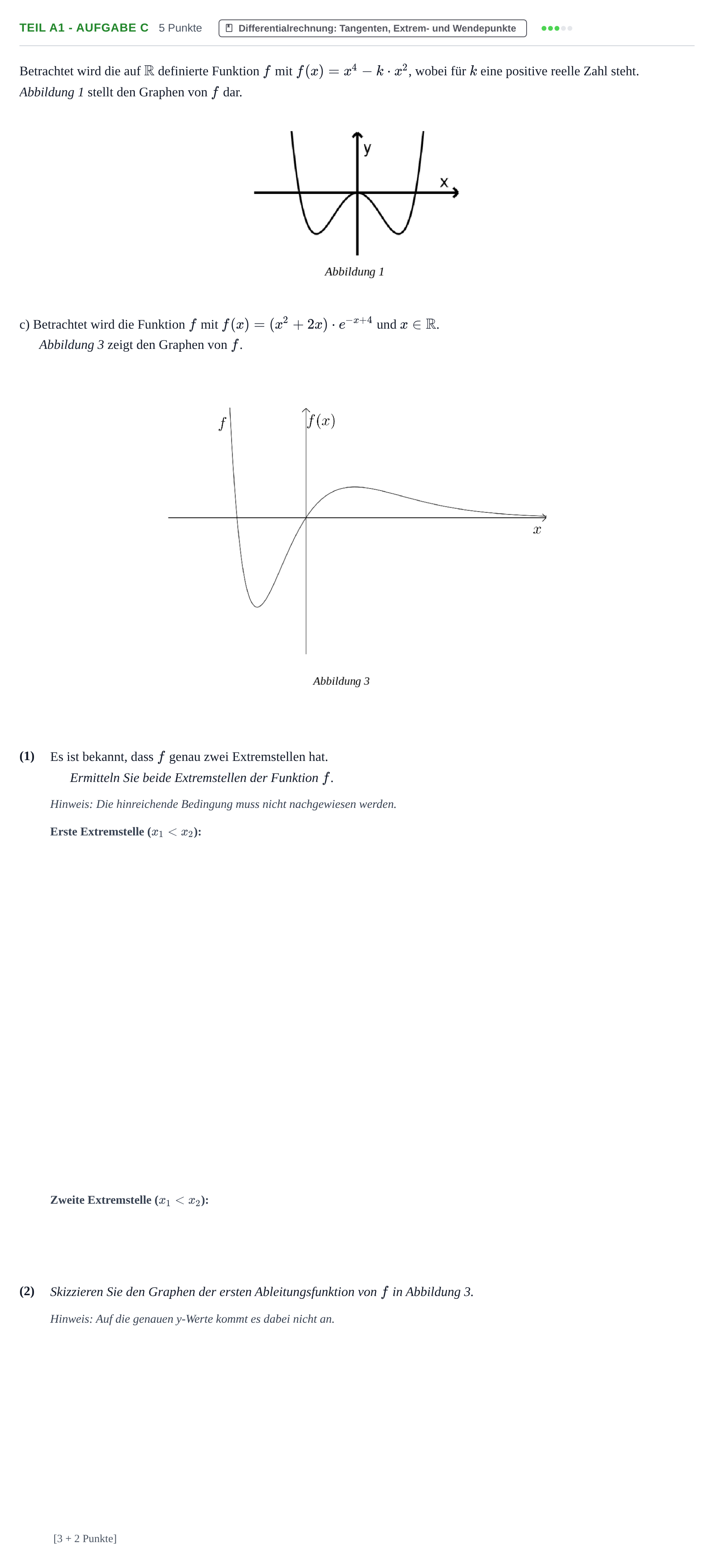 Aufgabenstellung: Teil A1 - Aufgabe c · Abitur NRW Mathematik LK · Haupttermin · GTR 2021