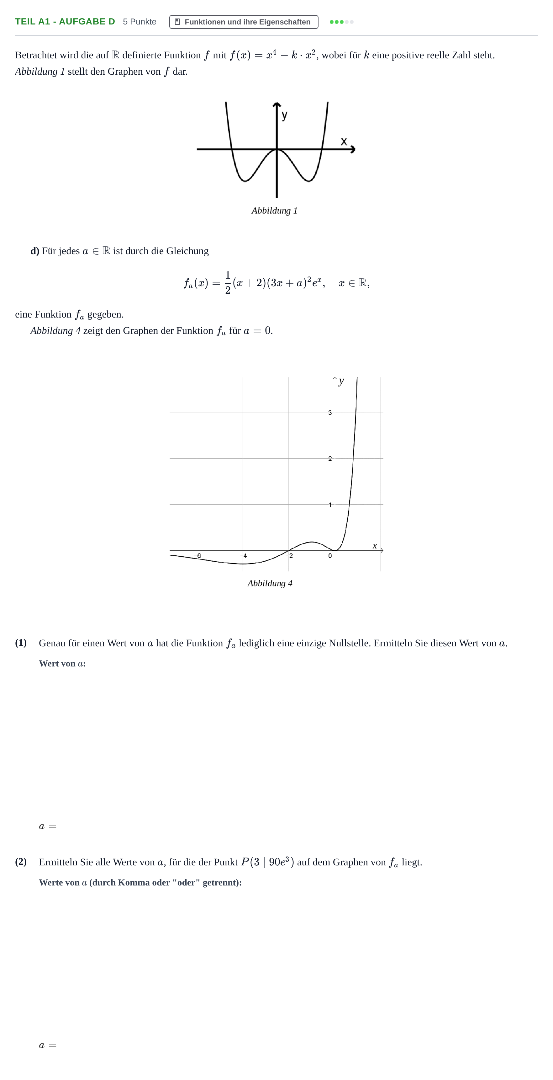 Aufgabenstellung: Teil A1 - Aufgabe d · Abitur NRW Mathematik LK · Haupttermin · GTR 2021