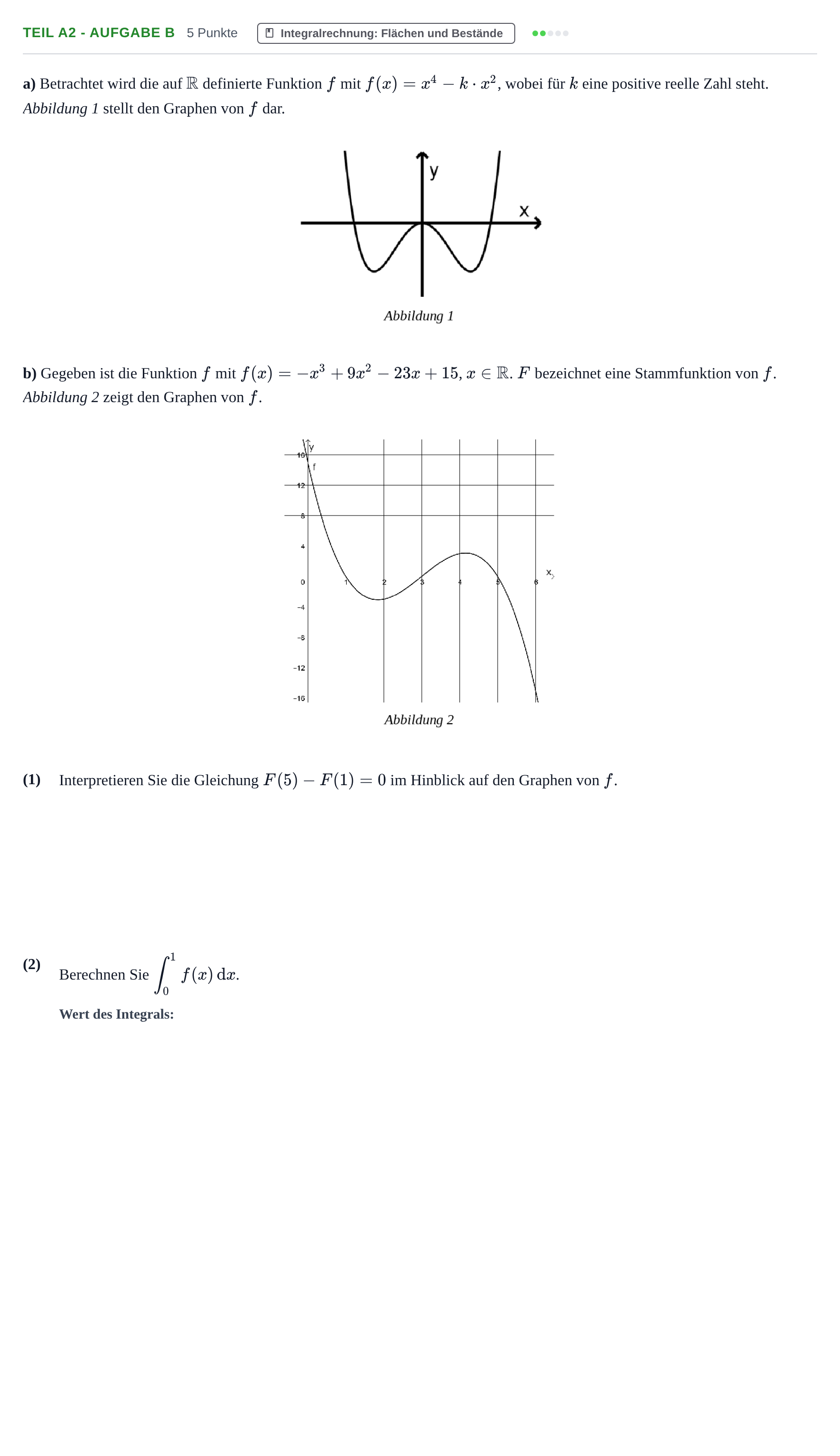 Aufgabenstellung: Teil A2 - Aufgabe b · Abitur NRW Mathematik LK · Haupttermin · GTR 2021