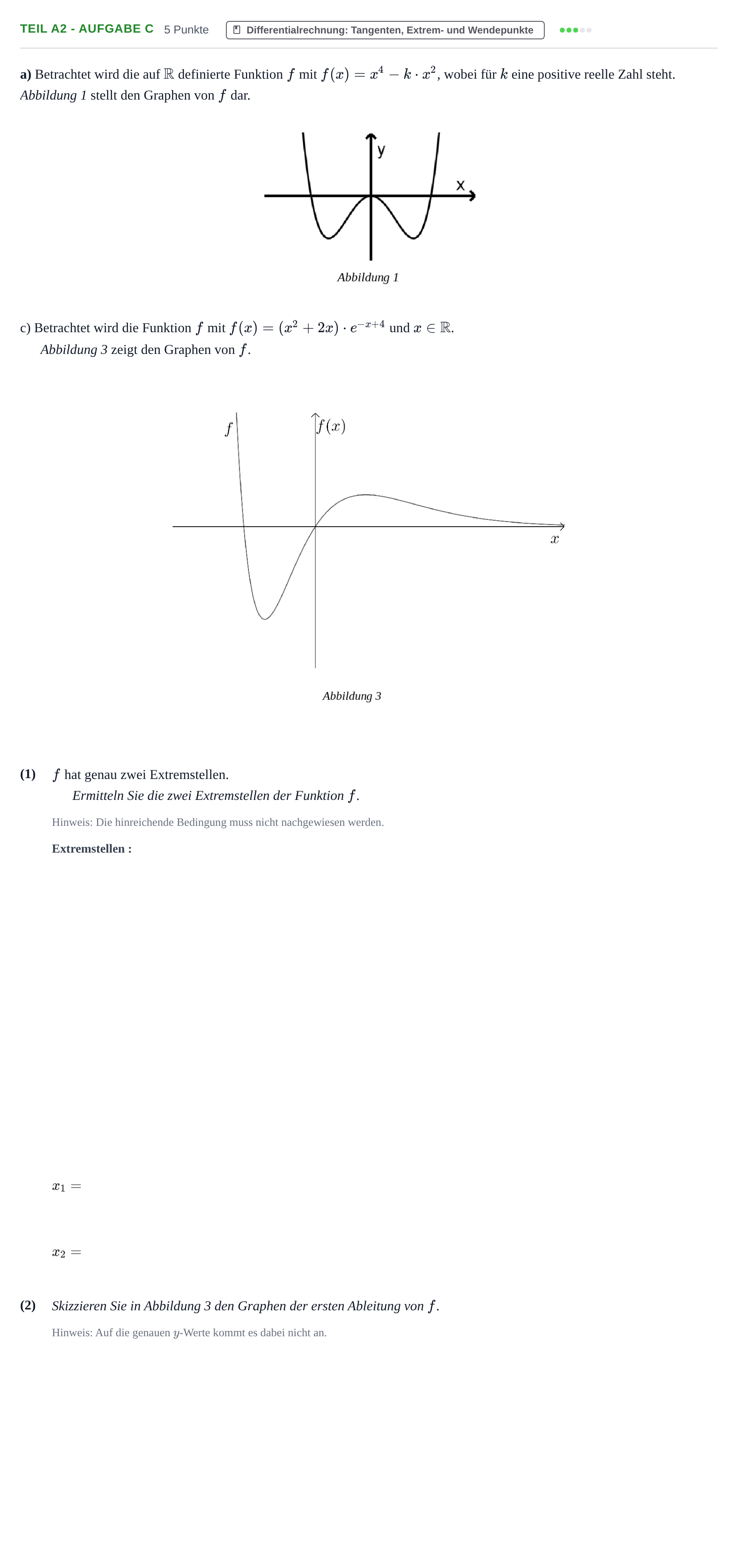 Aufgabenstellung: Teil A2 - Aufgabe c · Abitur NRW Mathematik LK · Haupttermin · GTR 2021