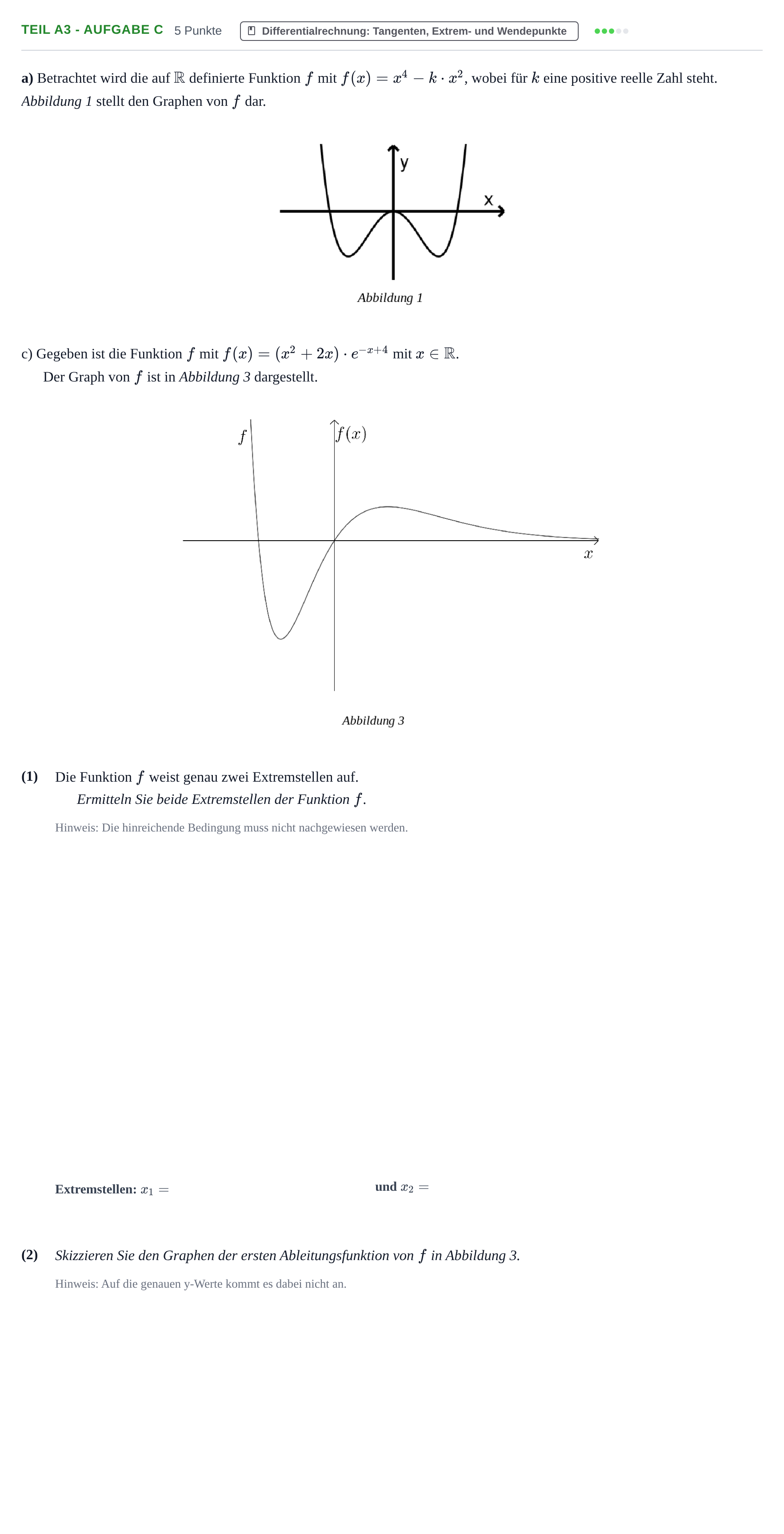 Aufgabenstellung: Teil A3 - Aufgabe c · Abitur NRW Mathematik LK · Haupttermin · GTR 2021