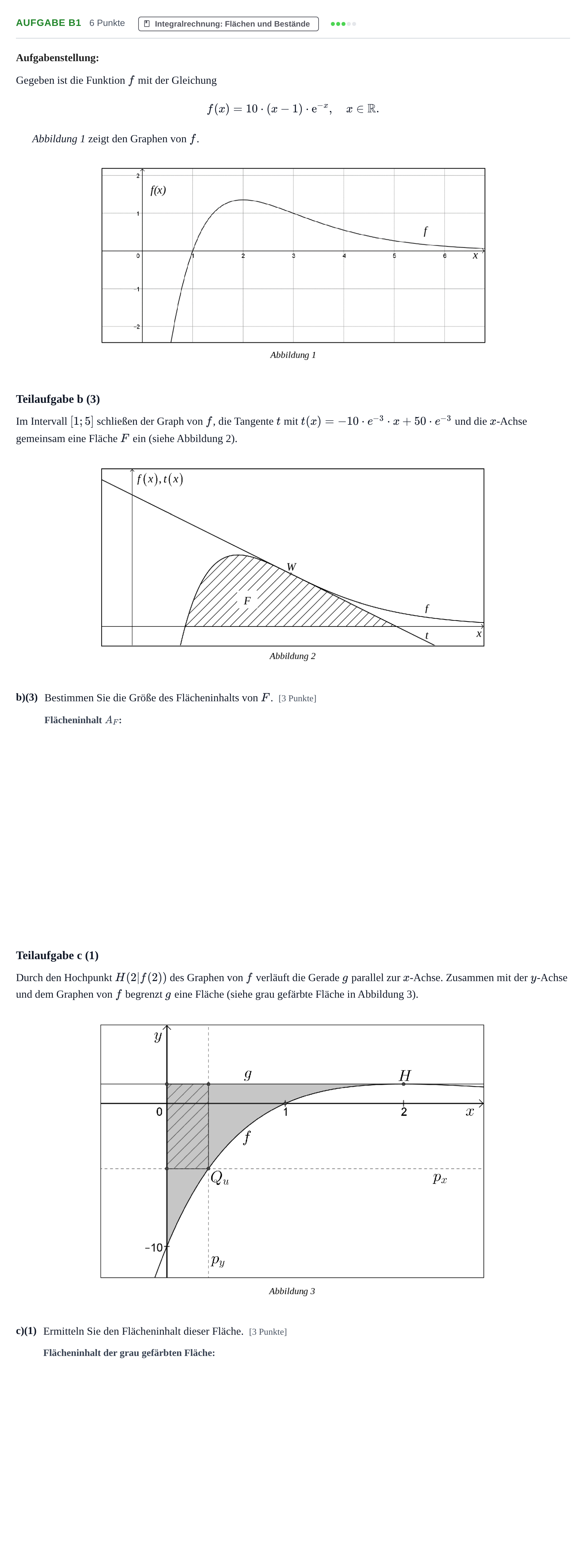 Aufgabenstellung: Aufgabe B1 - Integralrechnung · Abitur NRW Mathematik LK · Haupttermin · GTR · Weiterbildungsk 2021