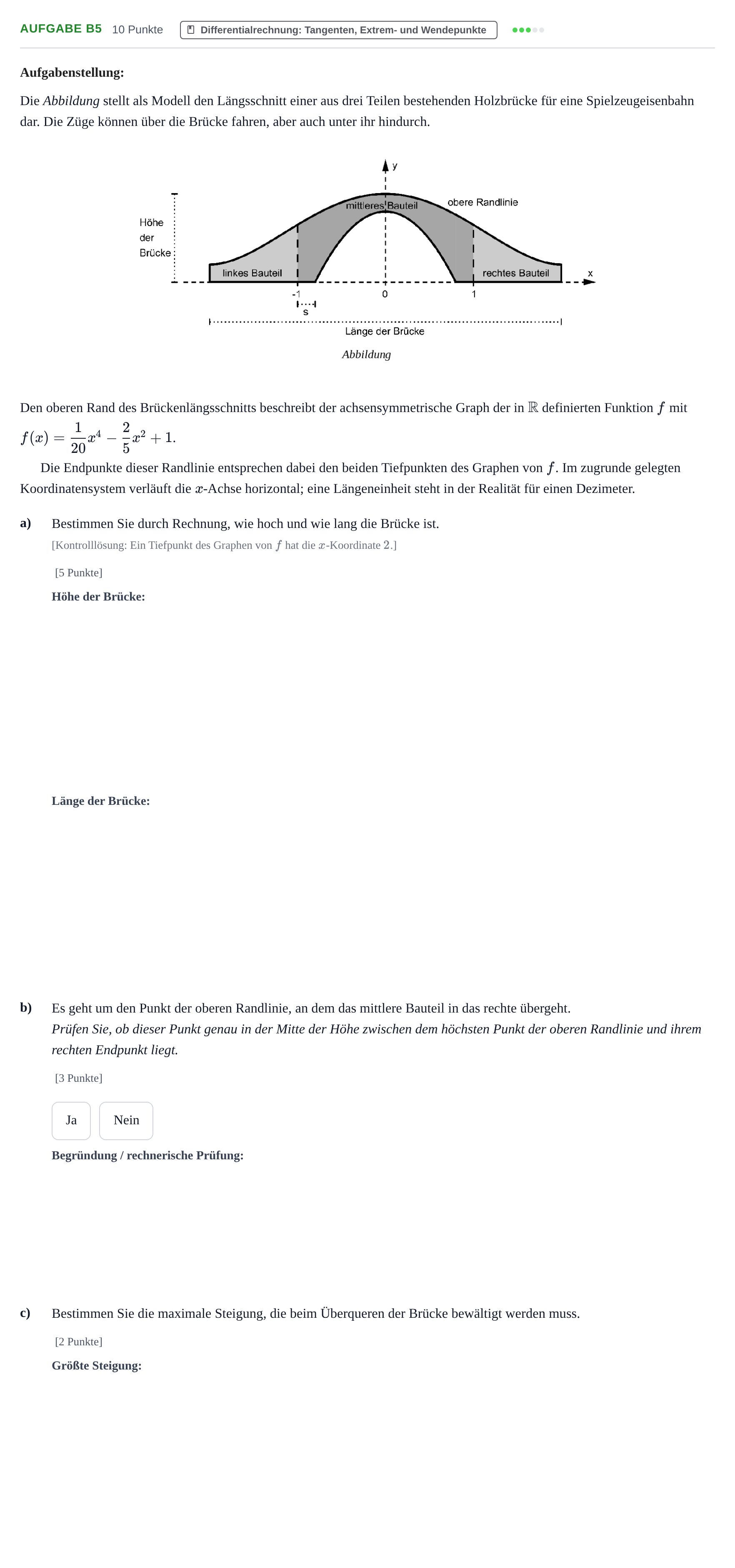 Aufgabenstellung: Aufgabe B5 - Differentialrechnung · Abitur NRW Mathematik LK · Haupttermin · GTR · Weiterbildungsk 2021
