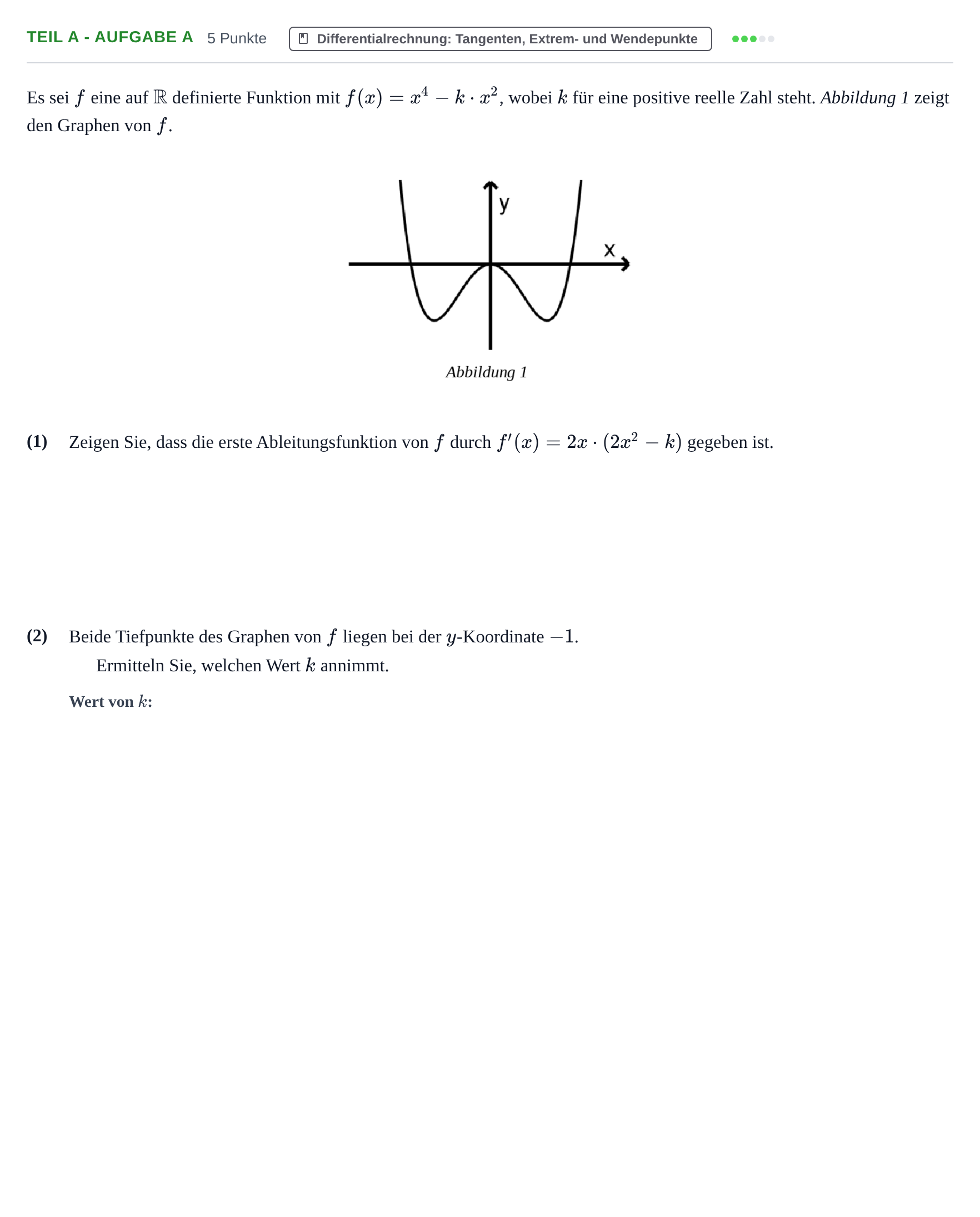 Aufgabenstellung: Teil A - Aufgabe a · Abitur NRW Mathematik LK · Haupttermin · GTR · Weiterbildungsk 2021