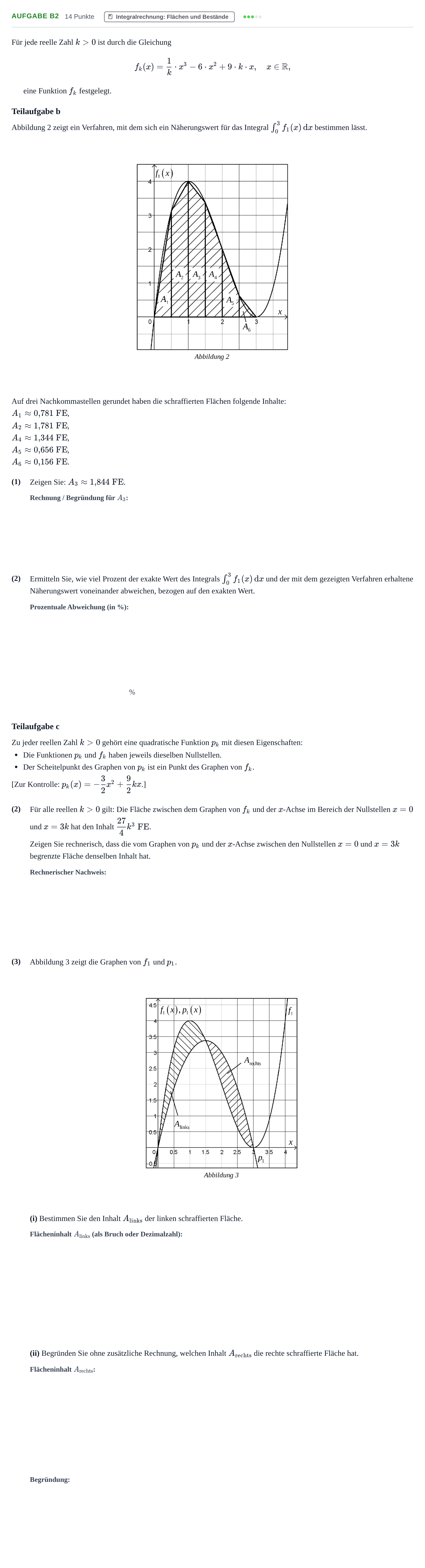 Aufgabenstellung: Aufgabe B2 - Integralrechnung · Abitur NRW Mathematik LK · Haupttermin · GTR · Weiterbildungsk 2021