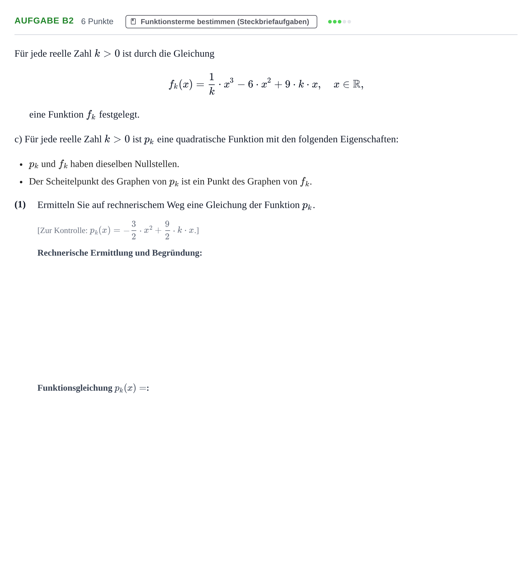 Aufgabenstellung: Aufgabe B2 - Funktionsterme bestimmen · Abitur NRW Mathematik LK · Haupttermin · GTR · Weiterbildungsk 2021