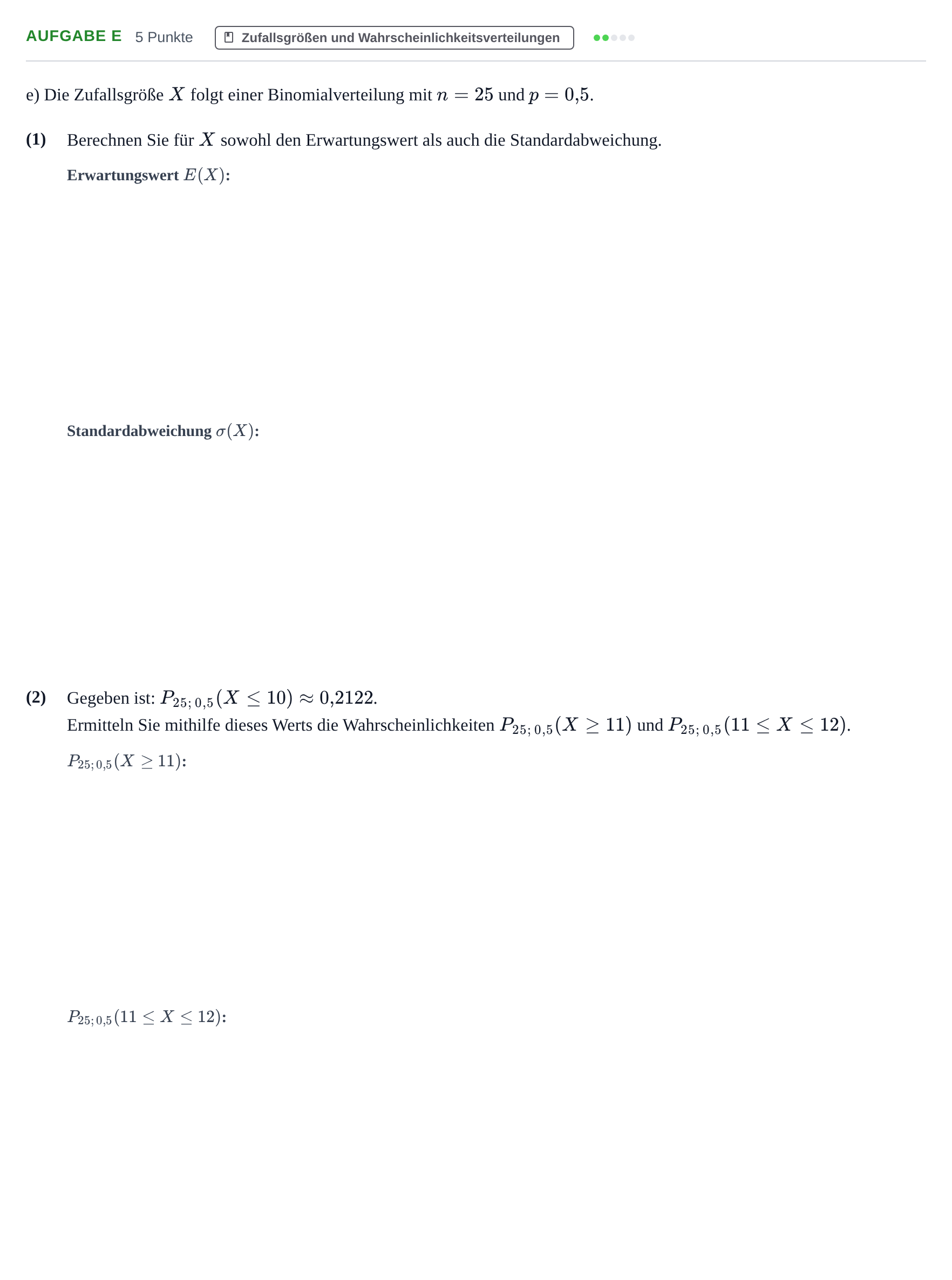 Aufgabenstellung: Aufgabe e · Abitur NRW Mathematik LK · Haupttermin · GTR · Weiterbildungsk 2021