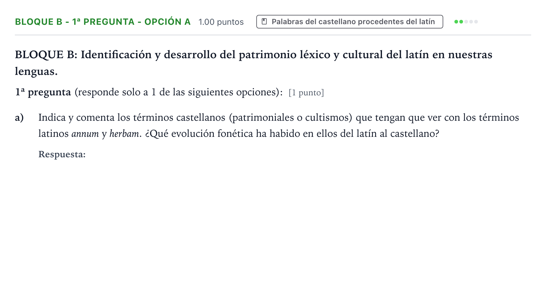 Enunciado: Bloque B - 1ª pregunta - Opción a · Latín II PAU País Vasco Extraordinaria 2025