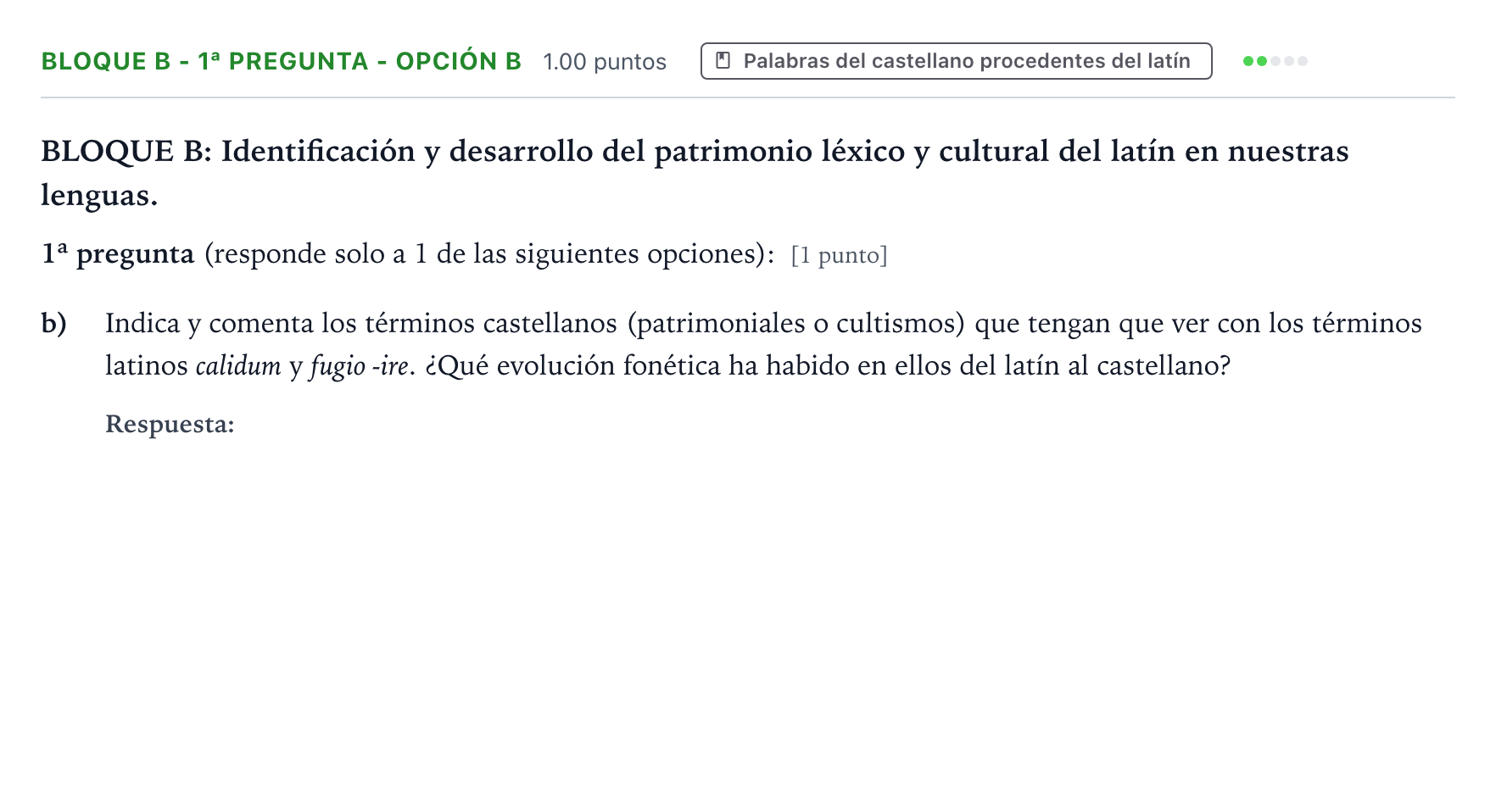 Enunciado: Bloque B - 1ª pregunta - Opción b · Latín II PAU País Vasco Extraordinaria 2025