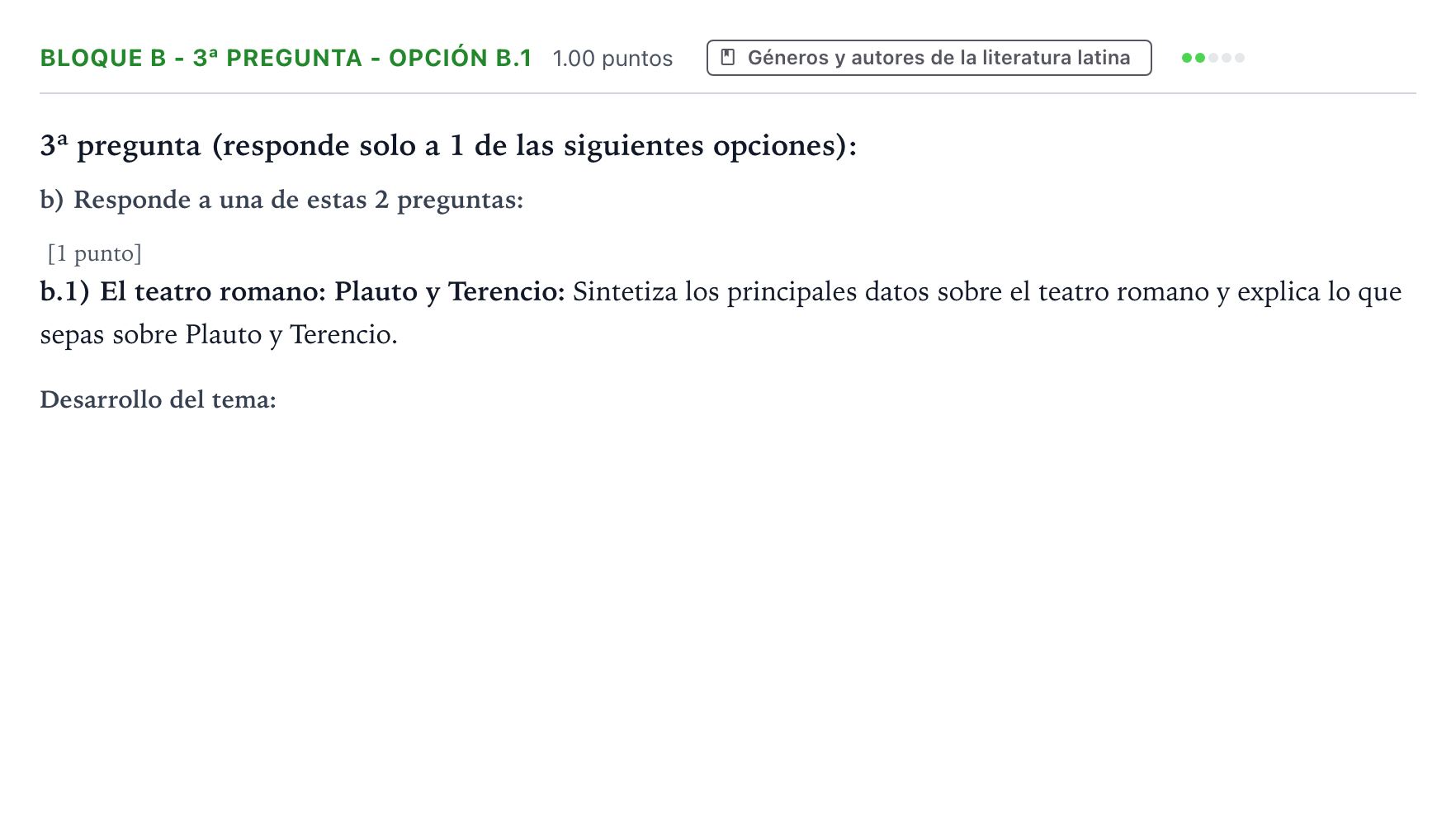 Enunciado: Bloque B - 3ª pregunta - Opción b.1 · Latín II PAU País Vasco Extraordinaria 2025