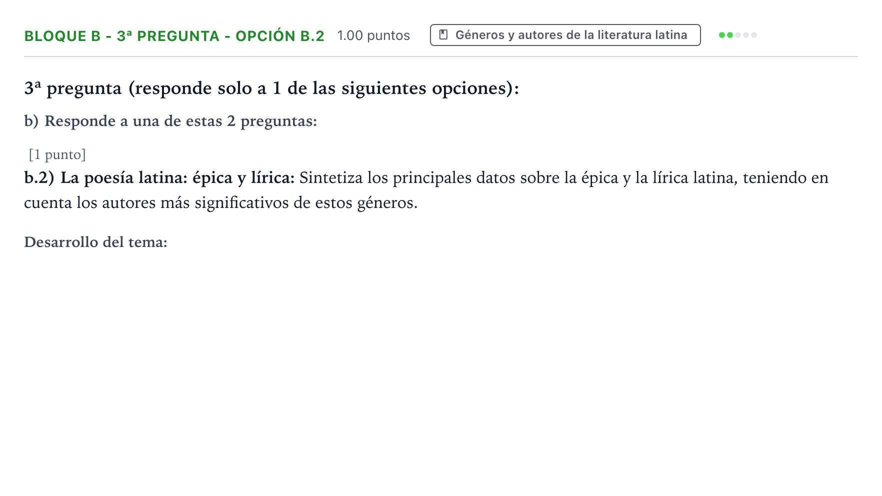 Enunciado: Bloque B - 3ª pregunta - Opción b.2 · Latín II PAU País Vasco Extraordinaria 2025