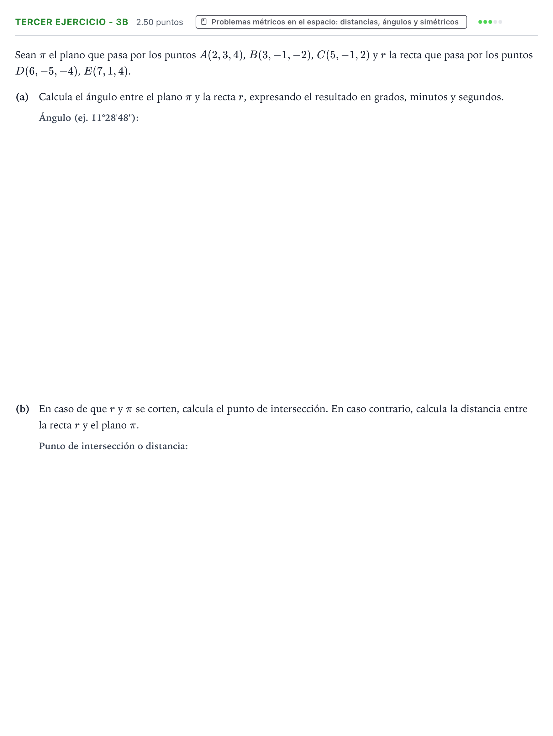 Enunciado: Ejercicio Tercer Ejercicio - 3B · Matemáticas II PAU País Vasco Extraordinaria 2025