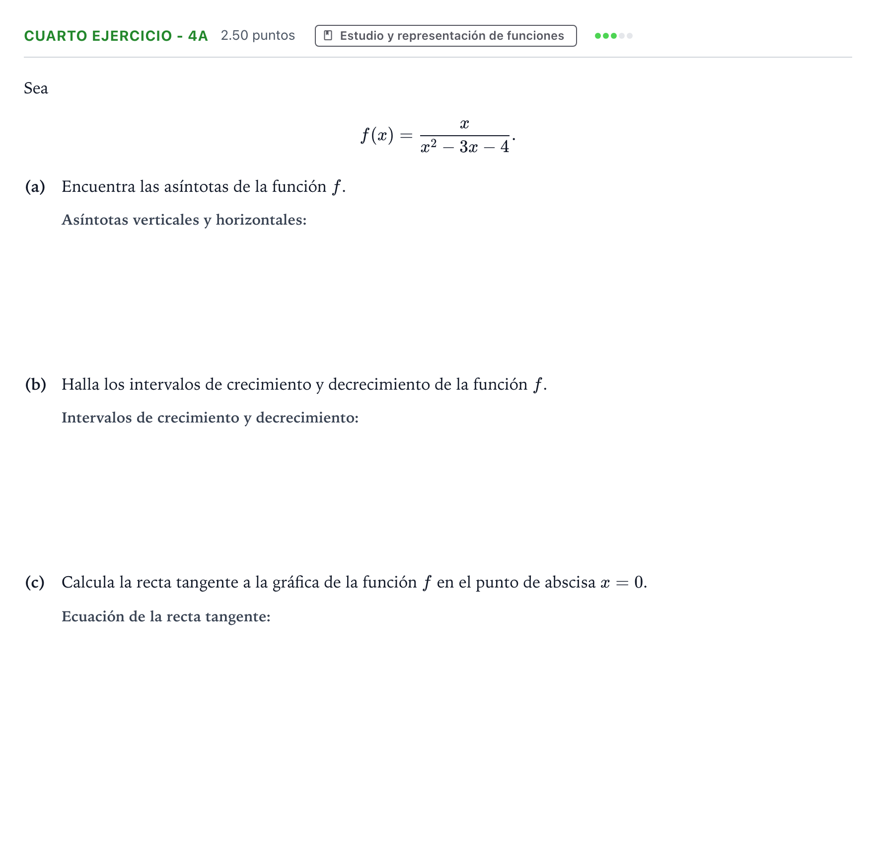 Enunciado: Ejercicio Cuarto Ejercicio - 4A · Matemáticas II PAU País Vasco Extraordinaria 2025
