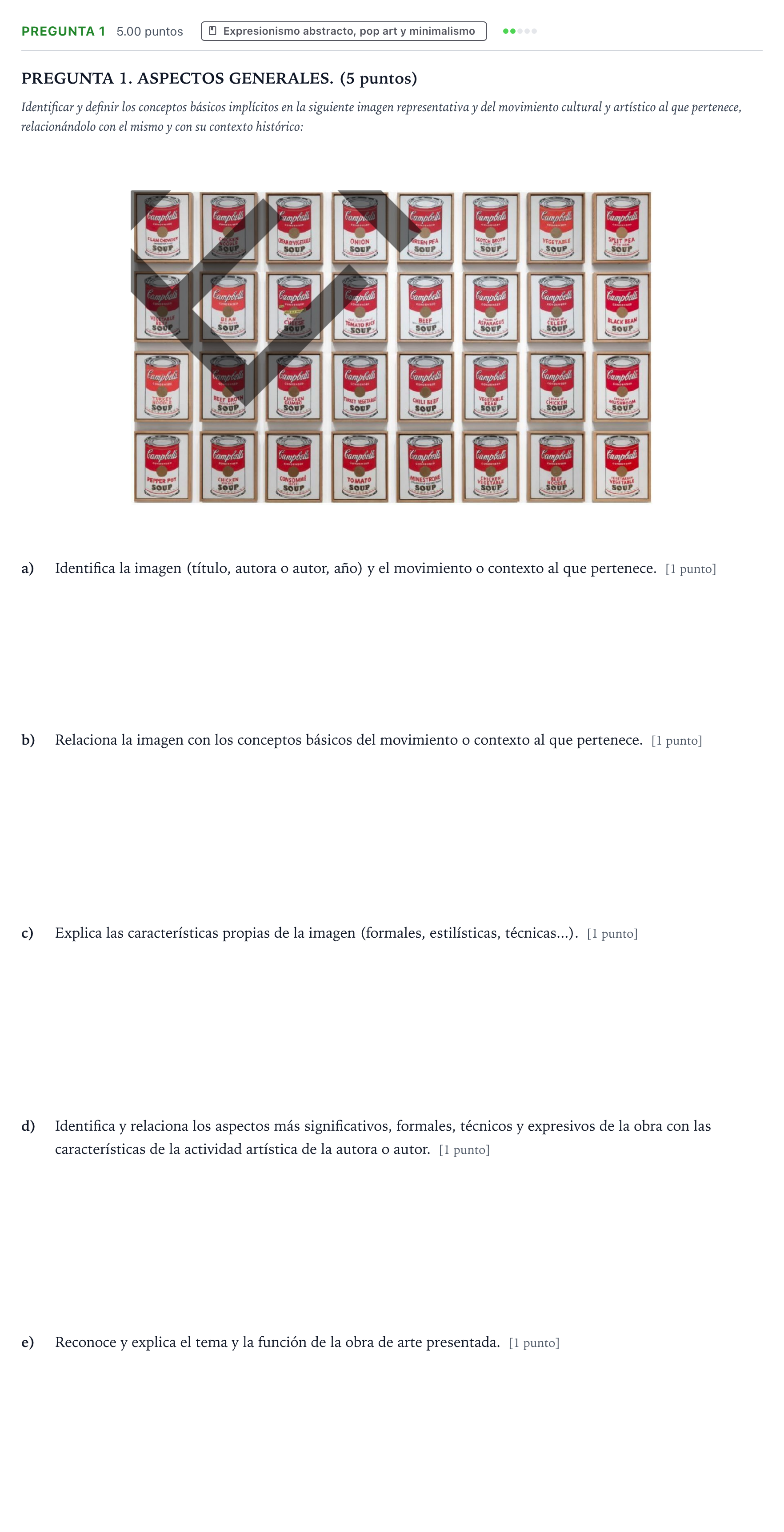 Enunciado: Pregunta 1 · Movimientos Culturales y Artísticos PAU País Vasco Ordinaria 2025