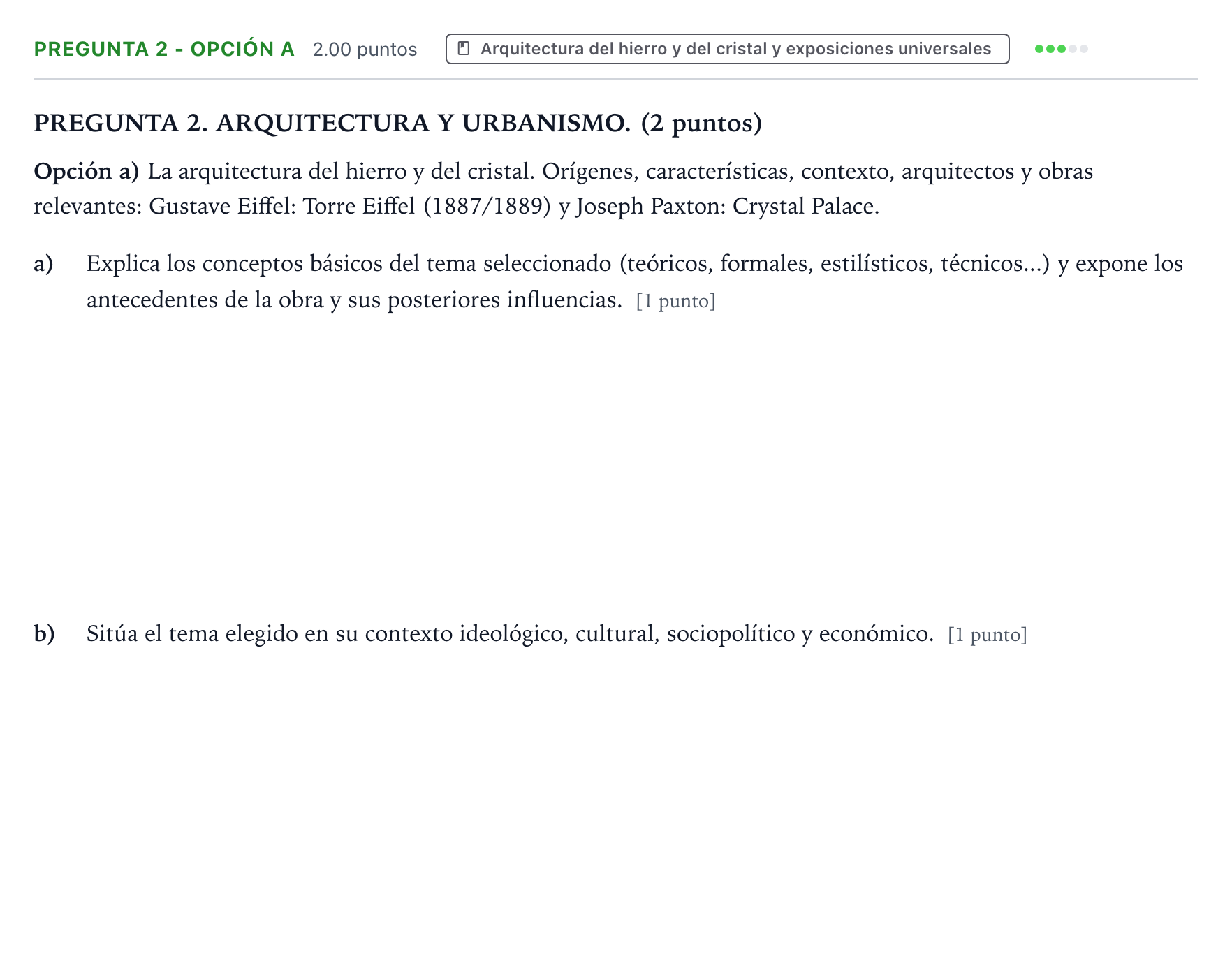 Enunciado: Pregunta 2 - Opción a · Movimientos Culturales y Artísticos PAU País Vasco Ordinaria 2025
