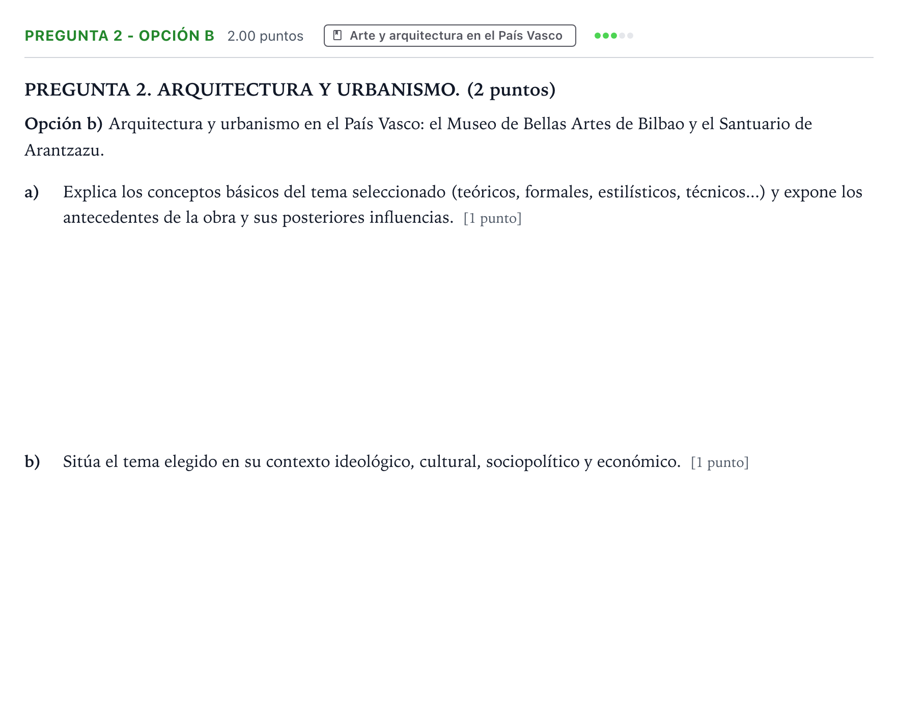 Enunciado: Pregunta 2 - Opción b · Movimientos Culturales y Artísticos PAU País Vasco Ordinaria 2025